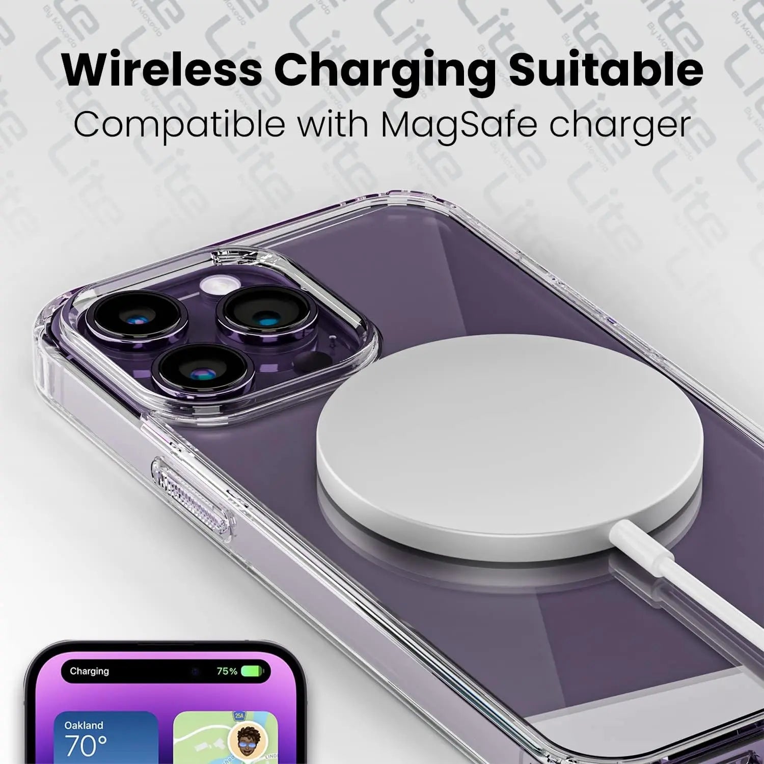 Moxedo Lite Crystal-Clear Magnetic Case Wireless Charging with 9H Tempered Glass Screen Protector Compatible for iPhone 14 Pro Moxedo