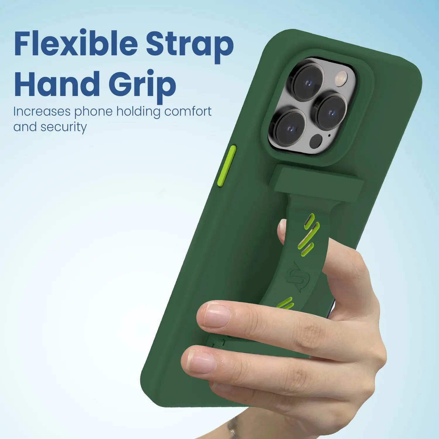 Remson Mag-X Phone Grip Strap with Magnetic Phone Kickstand - Green/Neon Green