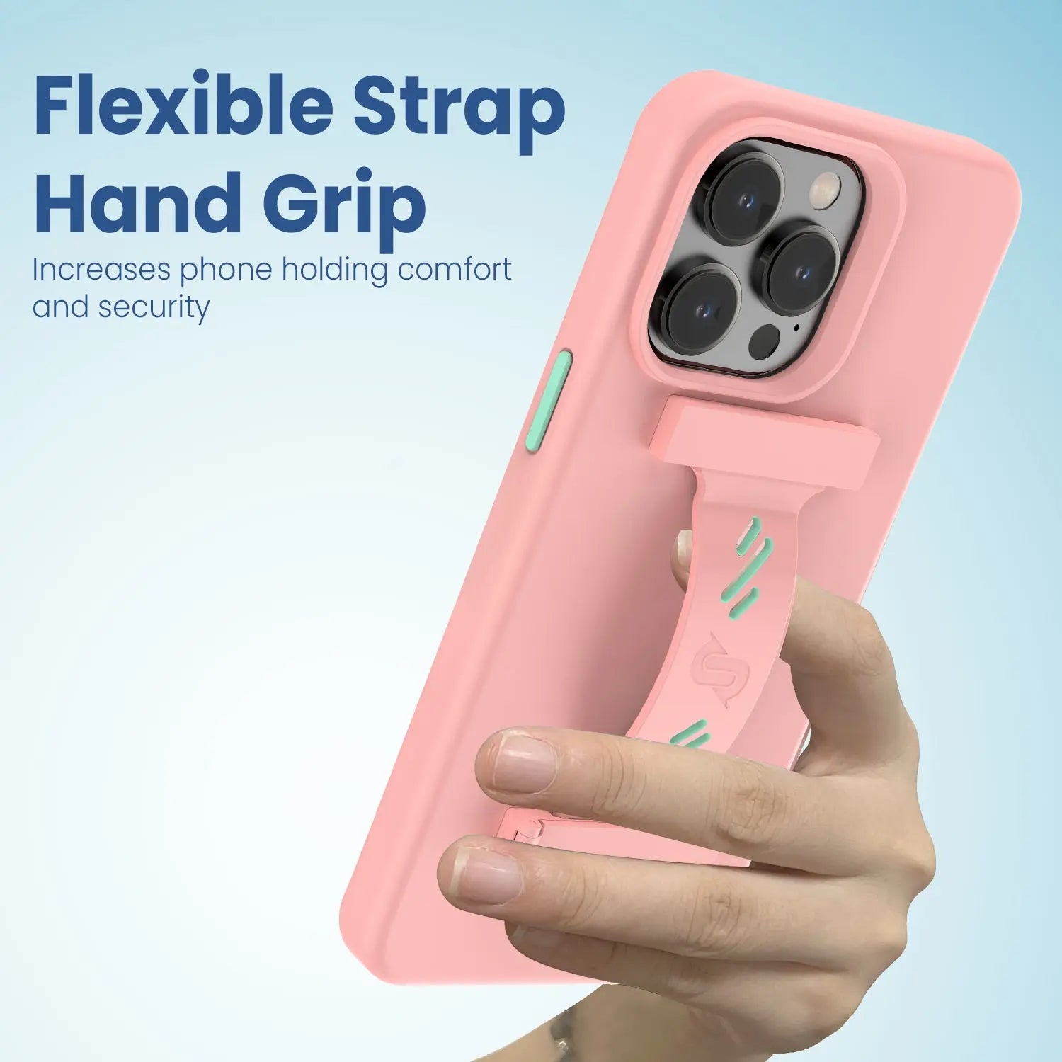 Remson Mag-X Phone Grip Strap with Magnetic Phone Kickstand - Pink/Teal