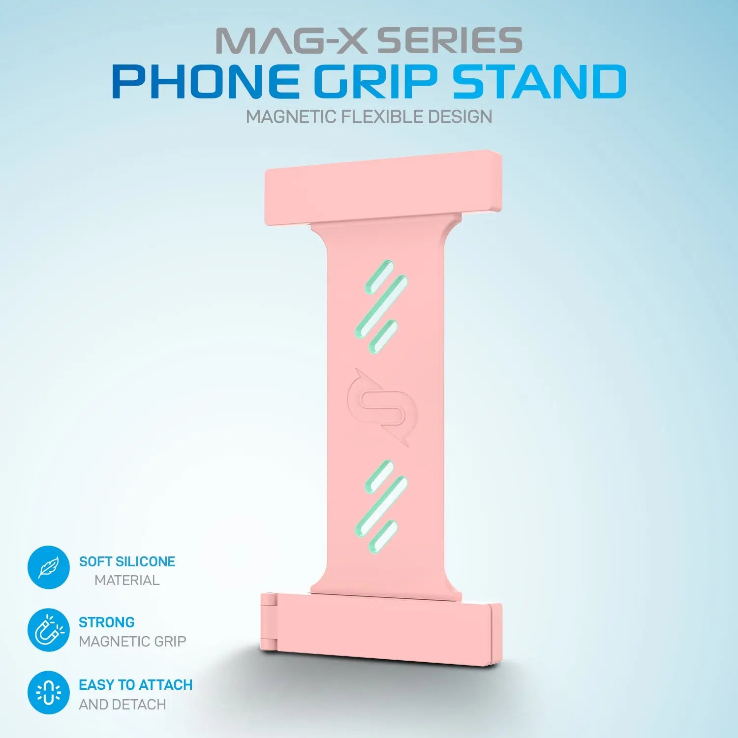 Remson Mag-X Phone Grip Strap with Magnetic Phone Kickstand - Pink/Teal