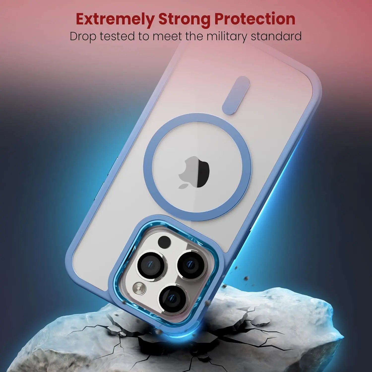 Moxedo Magnetic Protective Case 360 Protection Clear Case Hard PC with Built-in Strong Magnets Compatible with MagSafe Designed for iPhone 14 Pro Max 6.7 inch (Blue) Moxedo