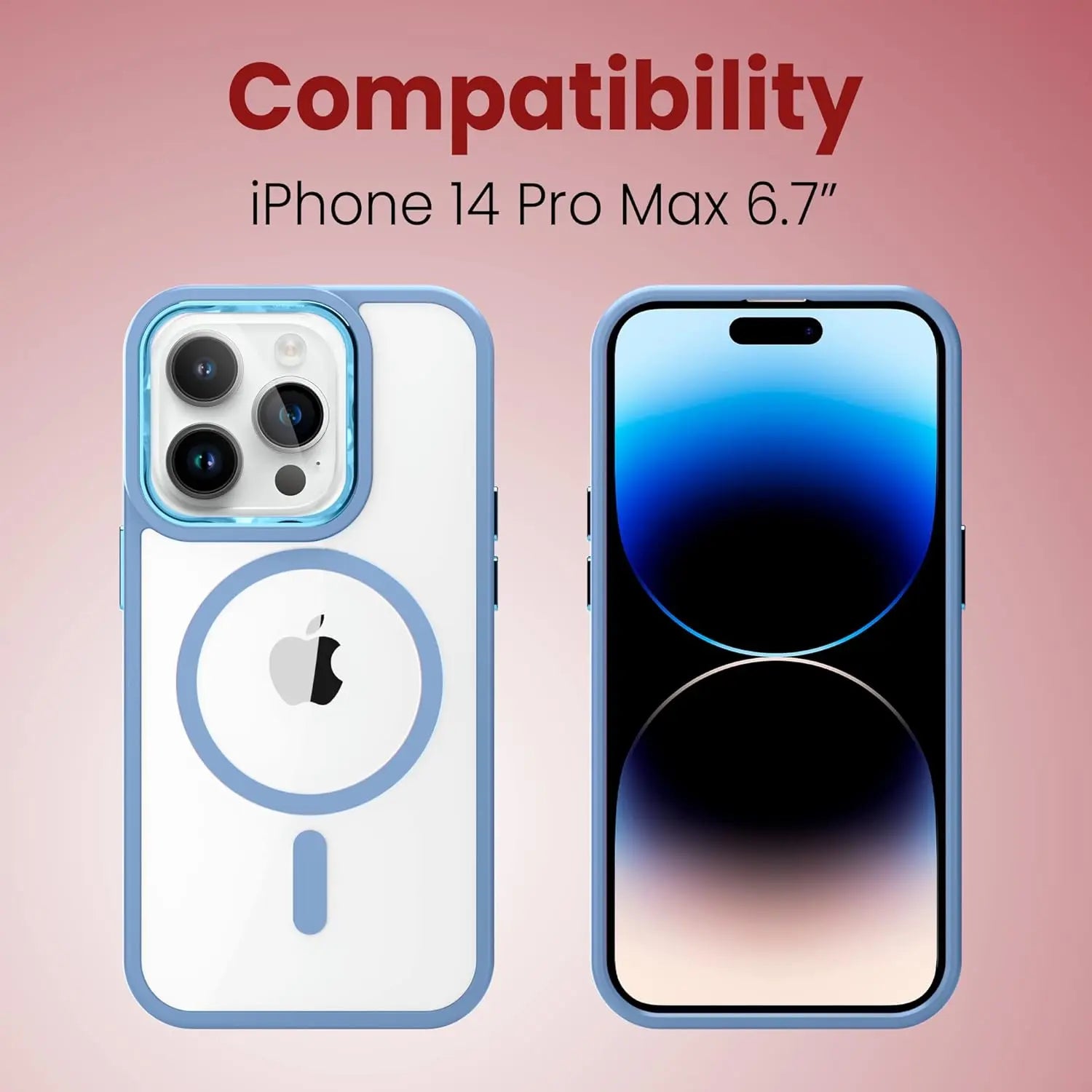 Moxedo Magnetic Protective Case 360 Protection Clear Case Hard PC with Built-in Strong Magnets Compatible with MagSafe Designed for iPhone 14 Pro Max 6.7 inch (Blue) Moxedo