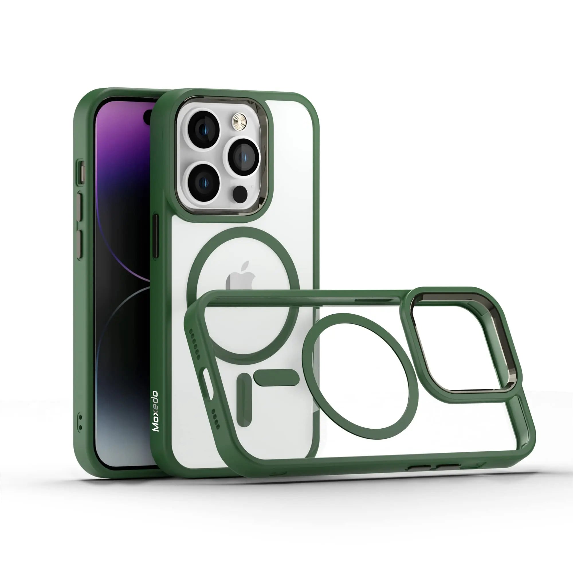 Moxedo Magnetic Protective Case 360 Protection Clear Case Hard PC with Built-in Strong Magnets Compatible with MagSafe Designed for iPhone 14 Pro Max 6.7 inch (Green) Moxedo