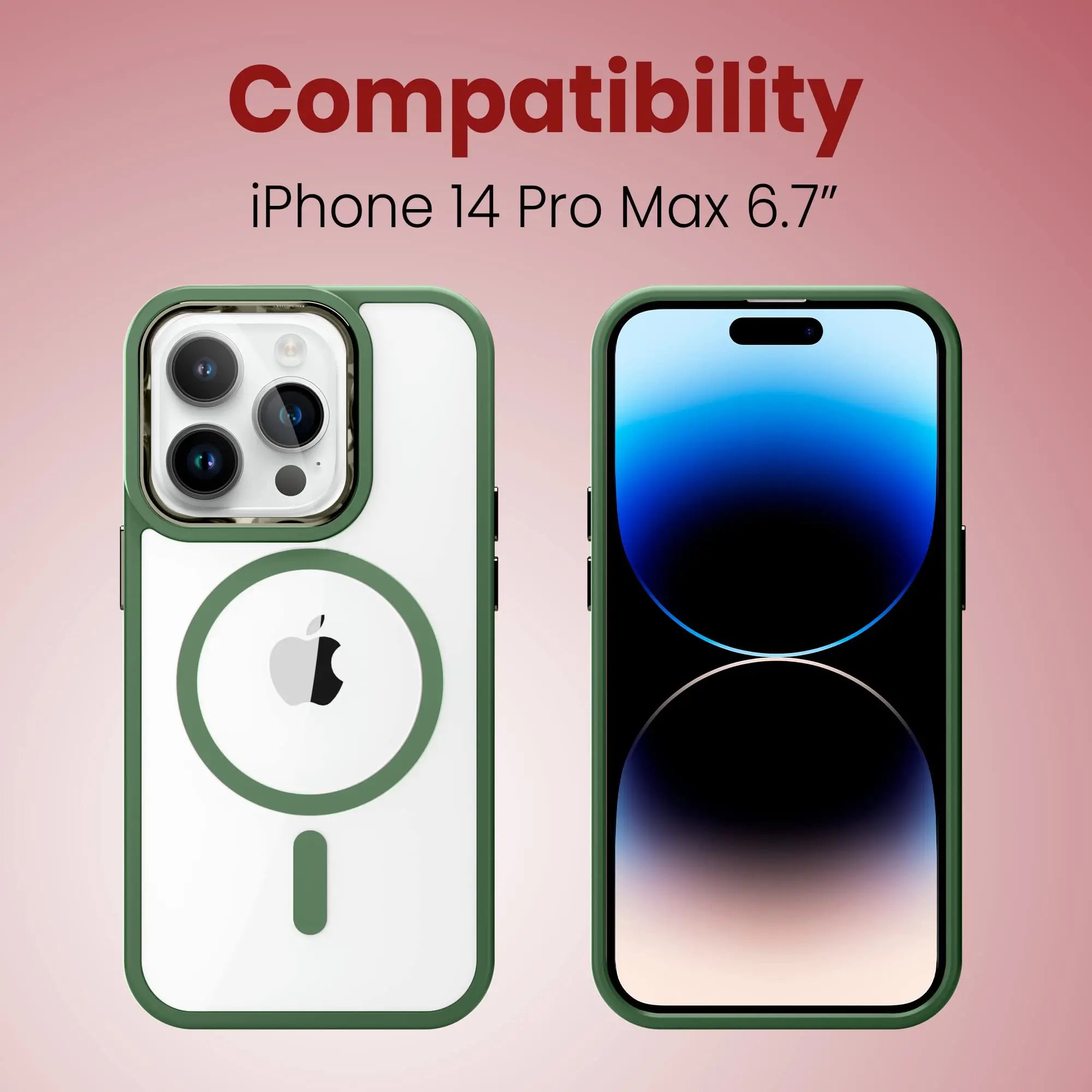 Moxedo Magnetic Protective Case 360 Protection Clear Case Hard PC with Built-in Strong Magnets Compatible with MagSafe Designed for iPhone 14 Pro Max 6.7 inch (Green) Moxedo