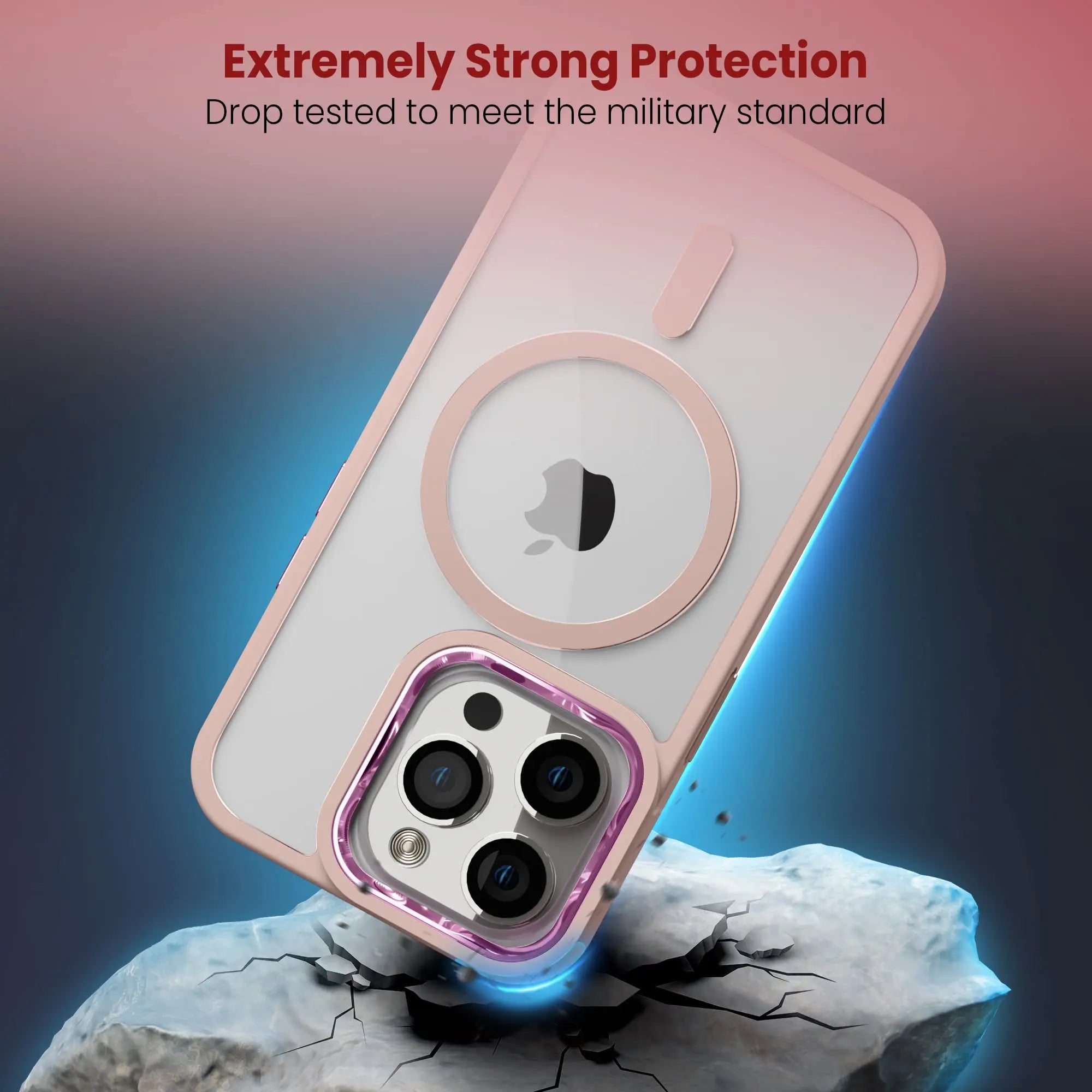 Moxedo Magnetic Protective Case 360 Protection Clear Case Hard PC with Built-in Strong Magnets Compatible with MagSafe Designed for iPhone 14 Pro Max 6.7 inch (Pink) Moxedo