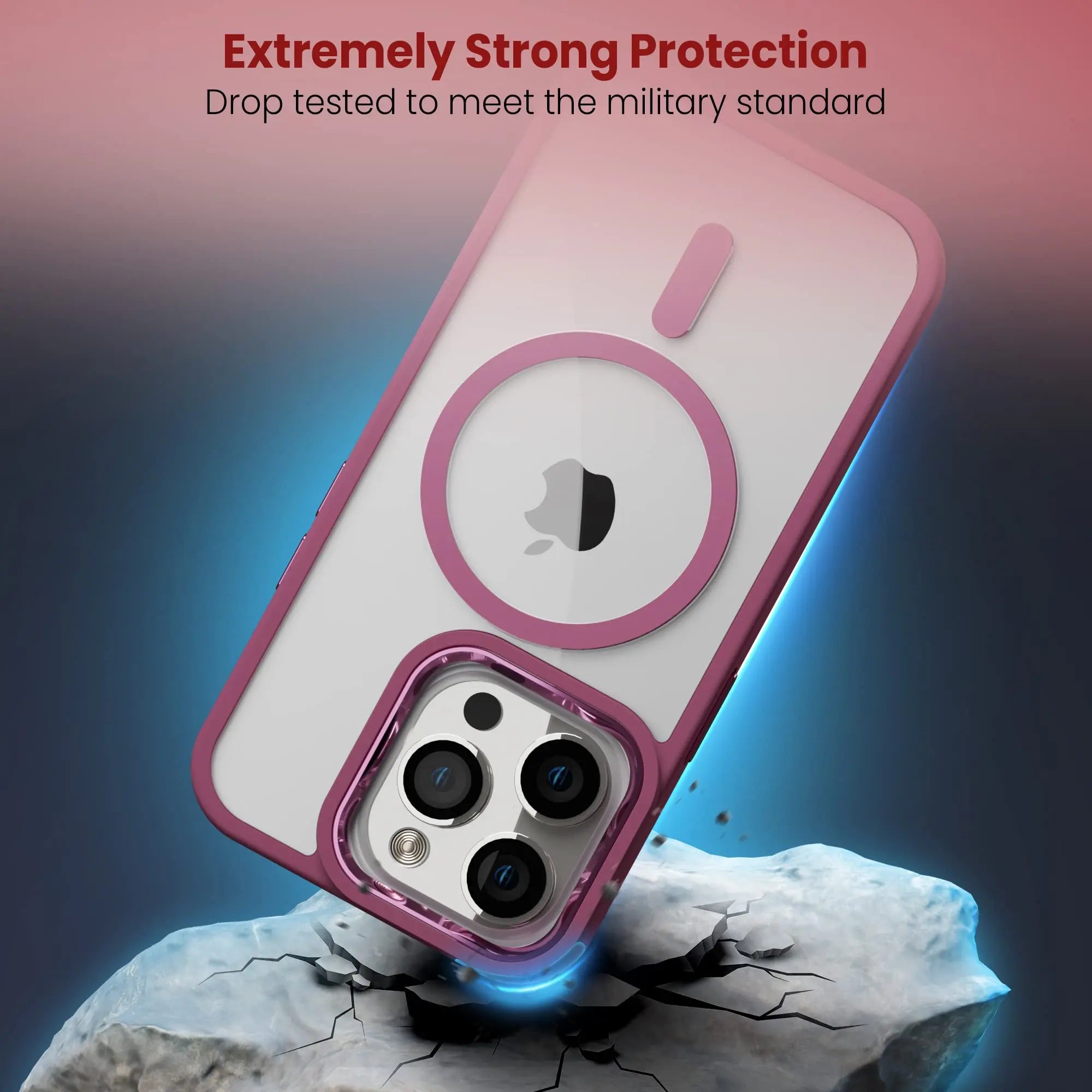 Moxedo Magnetic Protective Case 360 Protection Clear Case Hard PC with Built-in Strong Magnets Compatible with MagSafe Designed for iPhone 14 Pro Max 6.7 inch (Red) Moxedo