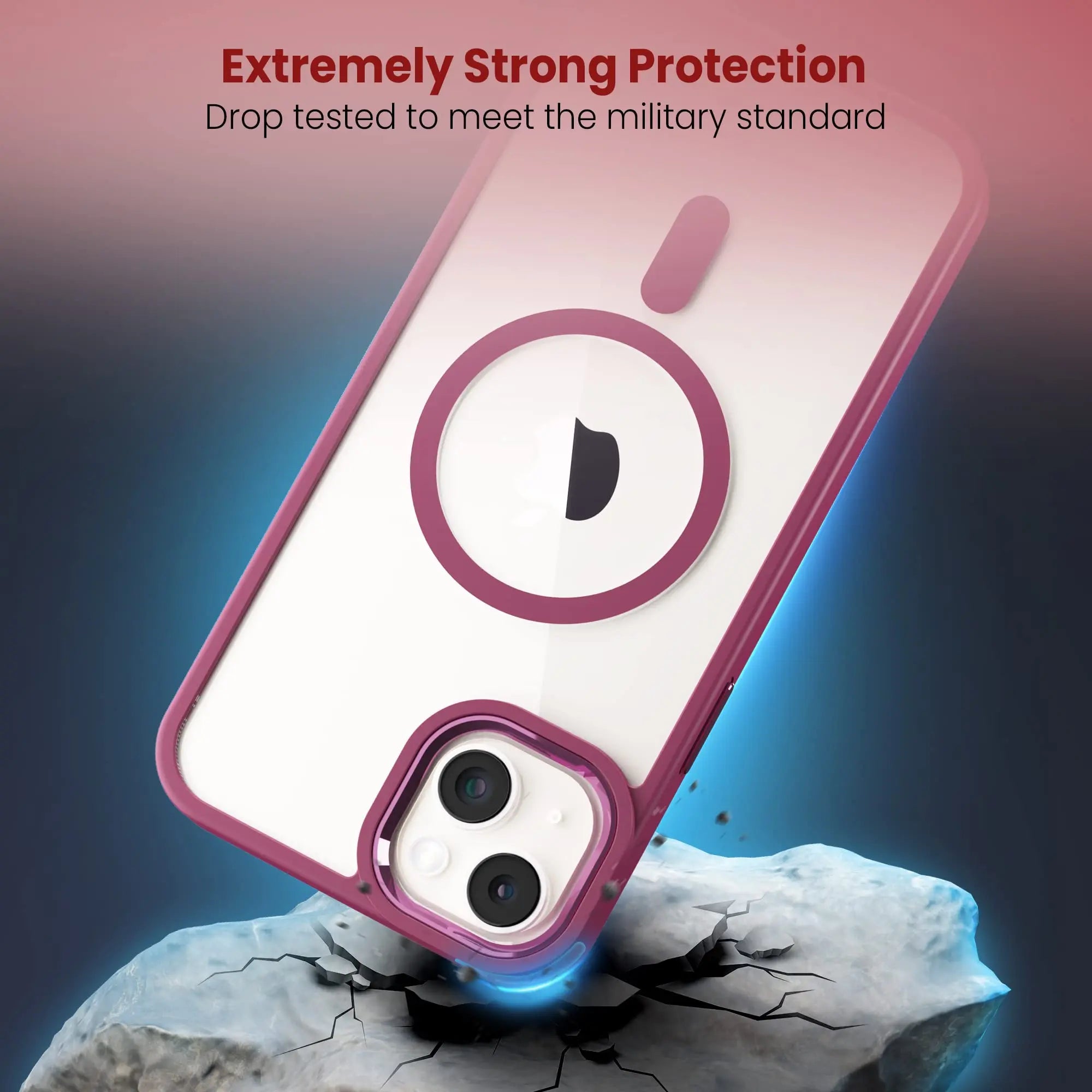 Moxedo Magnetic Protective Case 360 Protection Clear Case Hard PC with Built-in Strong Magnets Compatible with MagSafe Designed for iPhone 14 6.1 inch (Red) Moxedo