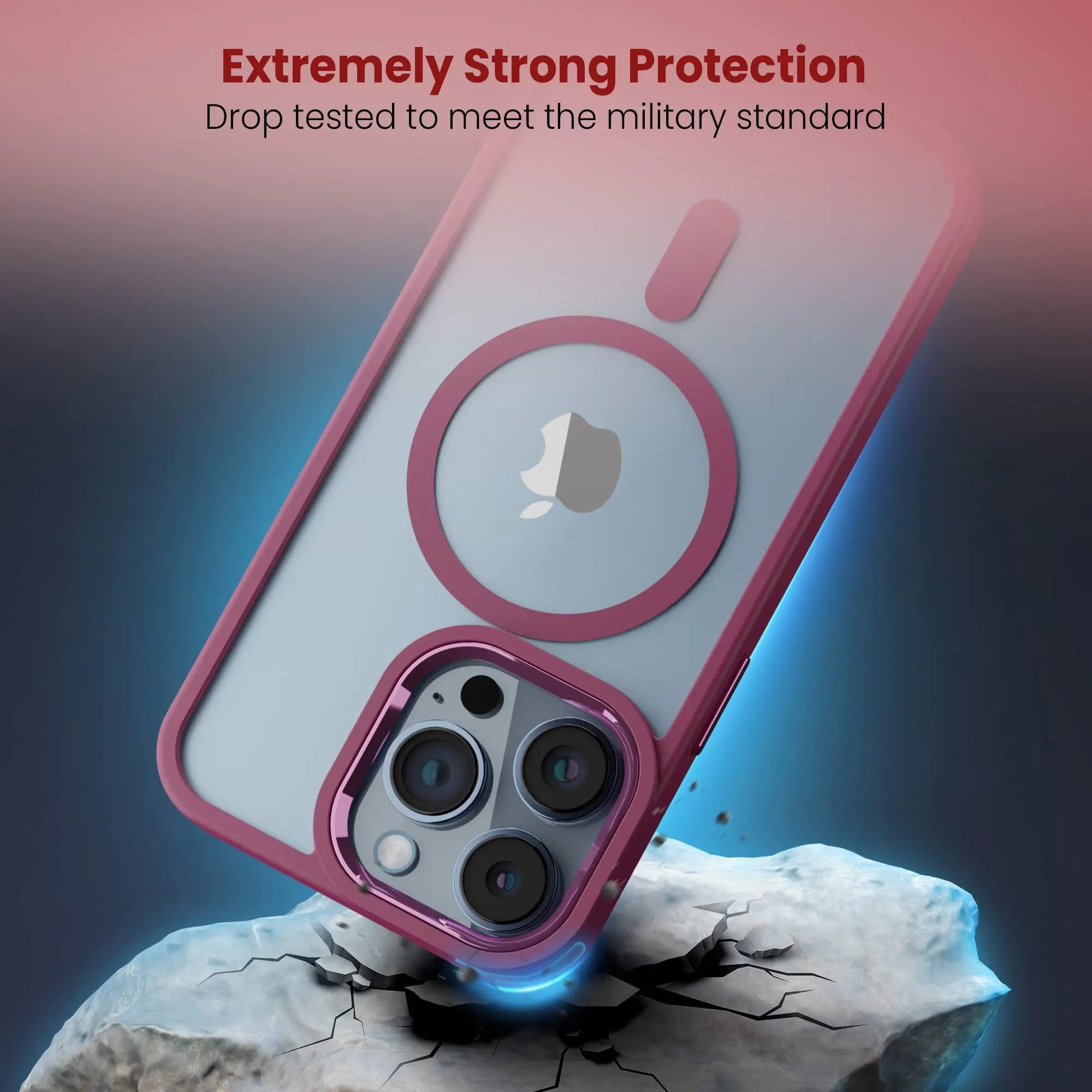 Moxedo Magnetic Protective Case 360 Protection Clear Case Hard PC with Built-in Strong Magnets Compatible with MagSafe Designed for iPhone 13 Pro 6.1 inch (Red) Moxedo