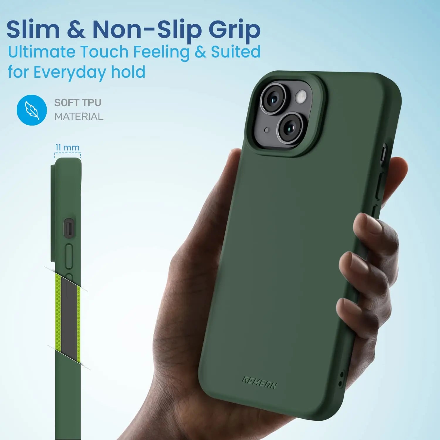 Remson Mag-X Magnetic Hybrid Protective Silicone Case Military Grade Protection Compatible For iPhone 14 Plus (Green) Remson