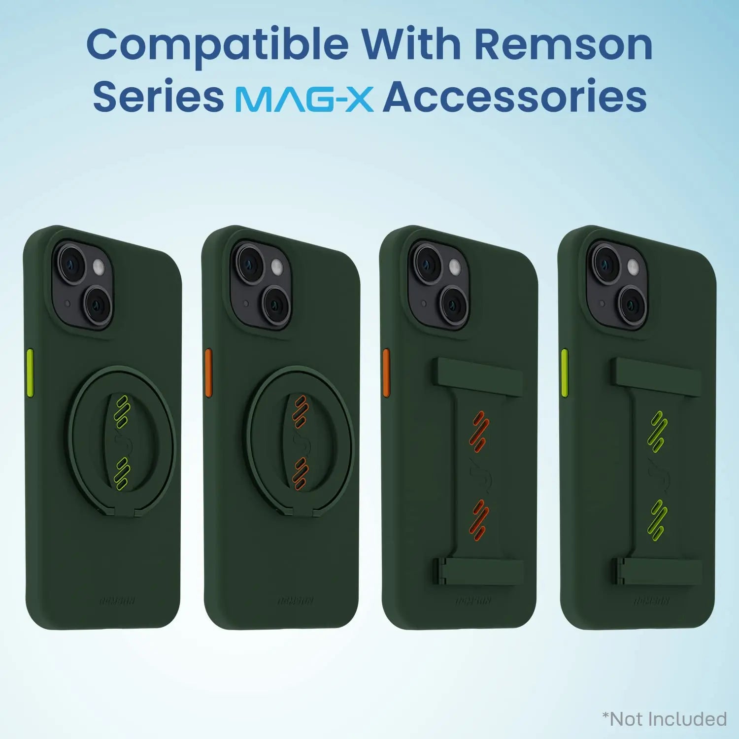 Remson Mag-X Magnetic Hybrid Protective Silicone Case Military Grade Protection Compatible For iPhone 14 Plus (Green) Remson