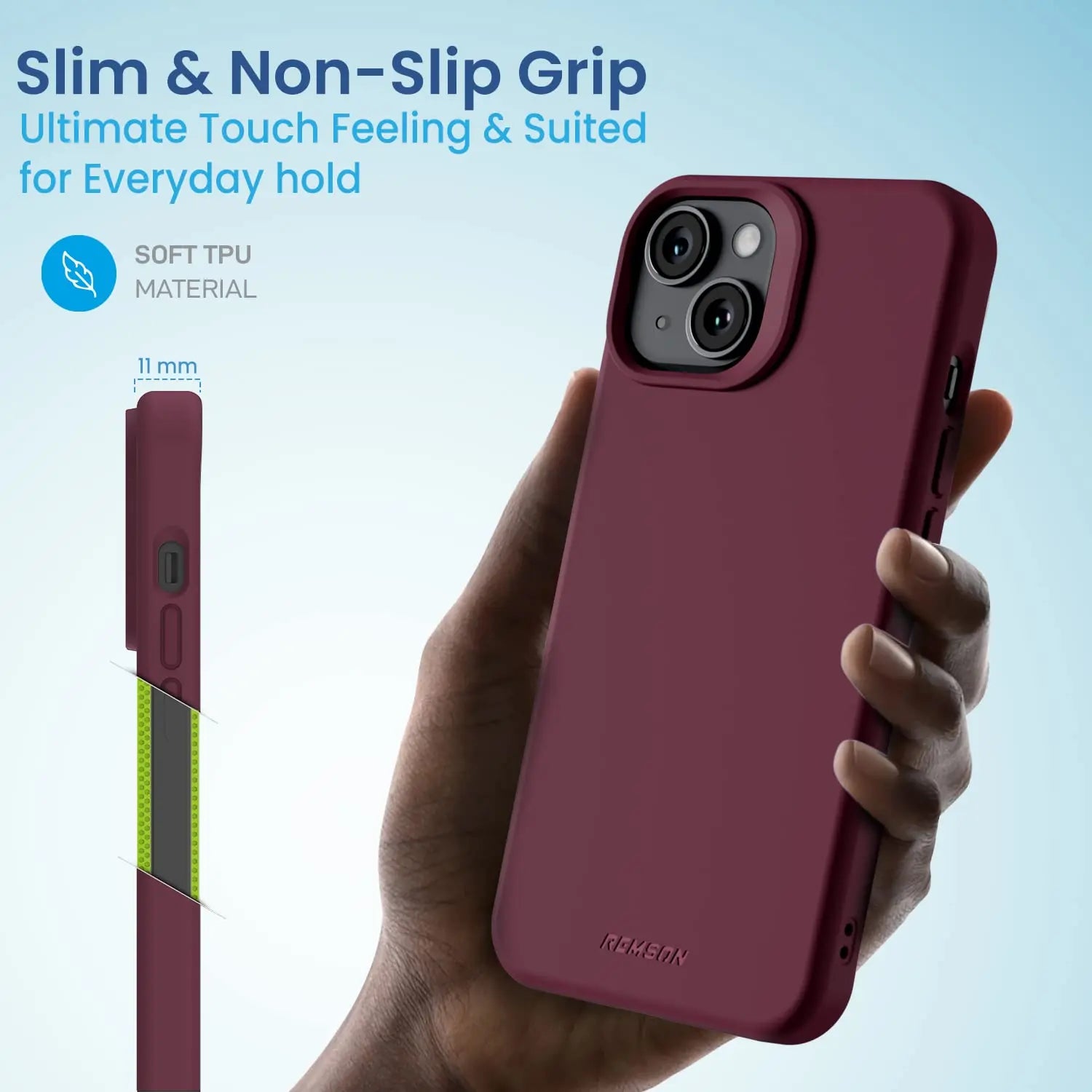 Remson Mag-X Magnetic Hybrid Protective Silicone Case Military Grade Protection Compatible For iPhone 14 Plus (Maroon) Remson