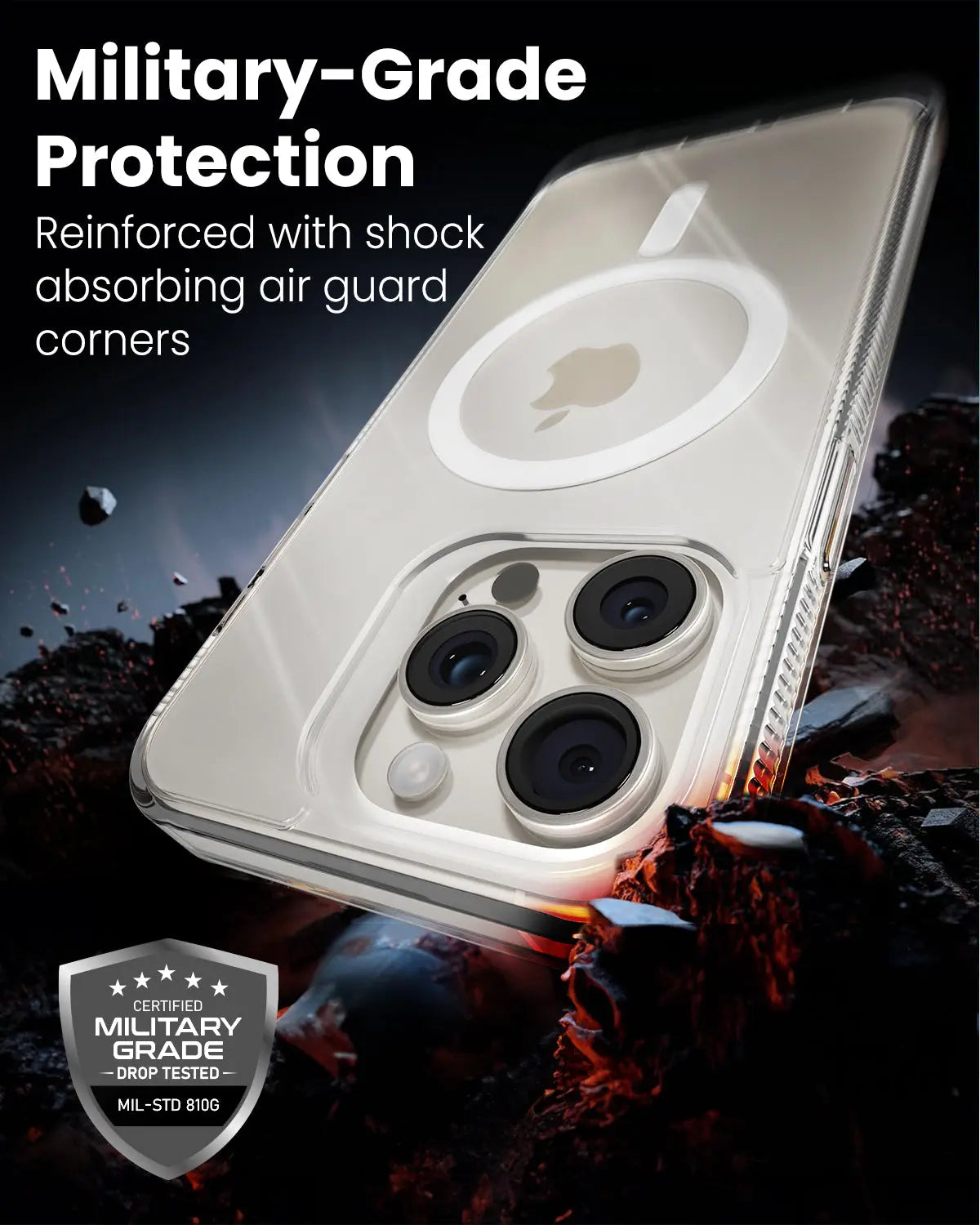 Moxedo Magnetic Protective Case 360 Protection Clear Case Hard PC with Built-in Strong Magnets for iPhone 15 Pro 6.1 inch - White