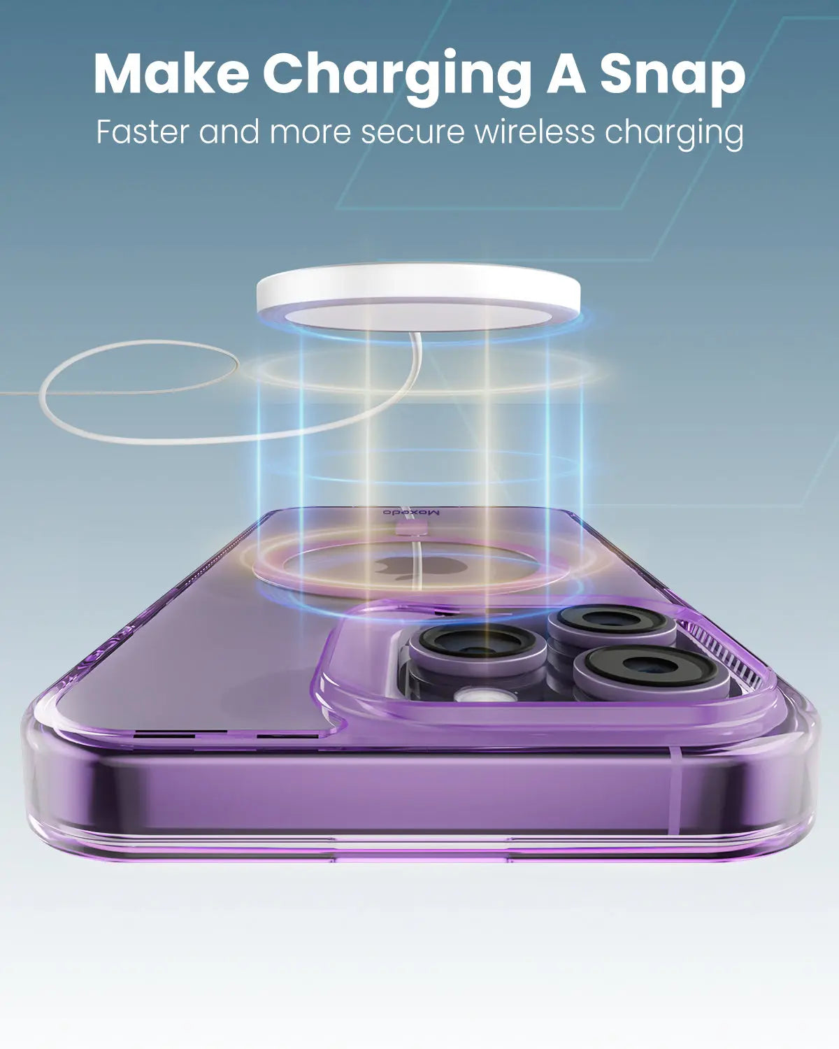 Moxedo Magnetic Protective Case 360 Protection Clear Case Hard PC with Built-in Strong Magnets Compatible with Magnetic Safe Designed for iPhone 14 Pro Max 6.7 inch (Purple)