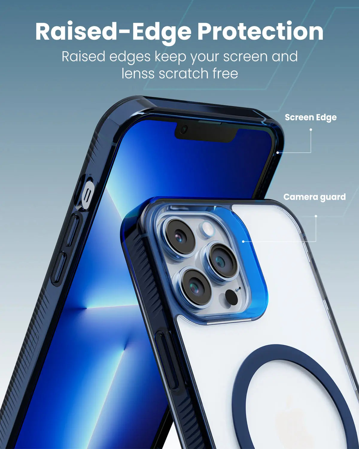 Moxedo Magnetic Protective Case 360 Protection Clear Case Hard PC with Built-in Strong Magnets iPhone 13 Pro Max 6.7 inch - Blue