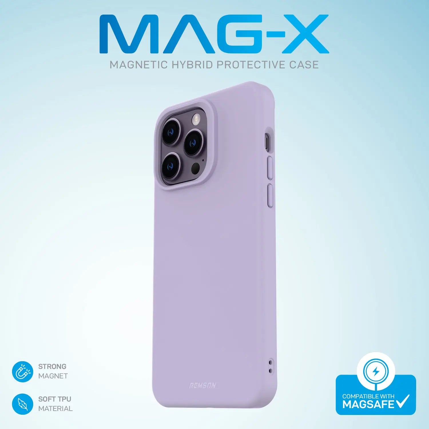 Remson Mag-X Magnetic Hybrid Protective Silicone Case Military Grade Protection Compatible For iPhone 14 Pro Max - Purple