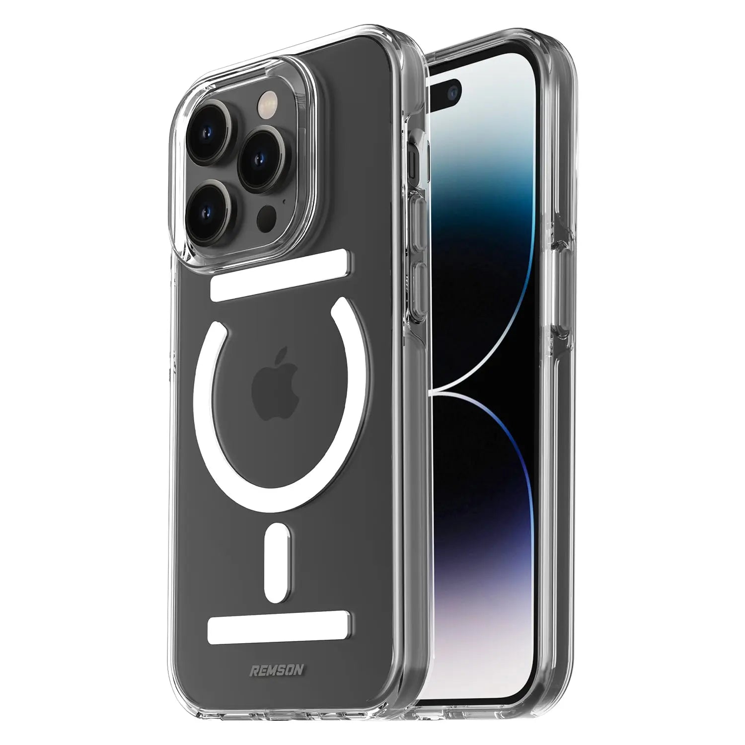 Remson Mag-X Magnetic Hybrid Protective Clear Case Military Grade Protection Compatible For iPhone 14 Pro - Clear