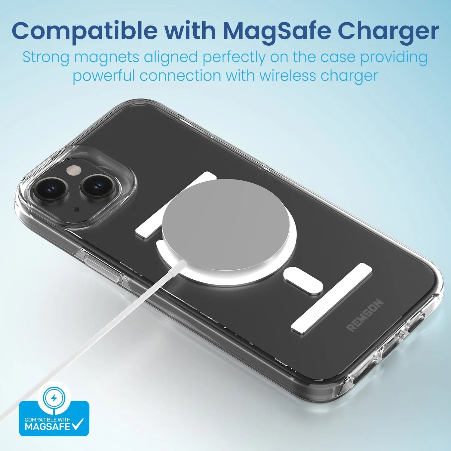 Remson Mag-X Magnetic Hybrid Protective Clear Case Military Grade Protection Compatible For iPhone 14 Plus - Clear