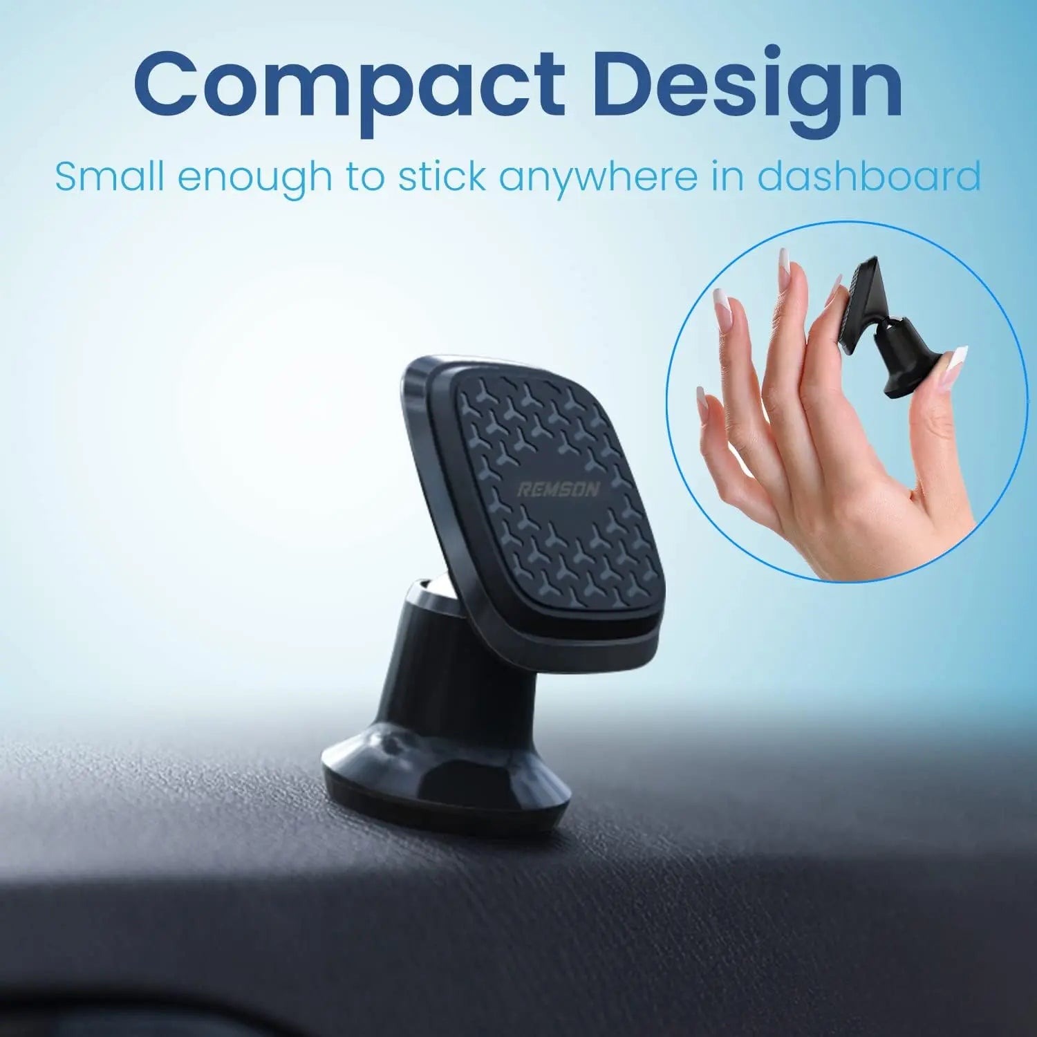 Remson Magnetic Car Phone Holder Universal Stick On 360 Rotation For Dashboard Cell Phone Holder