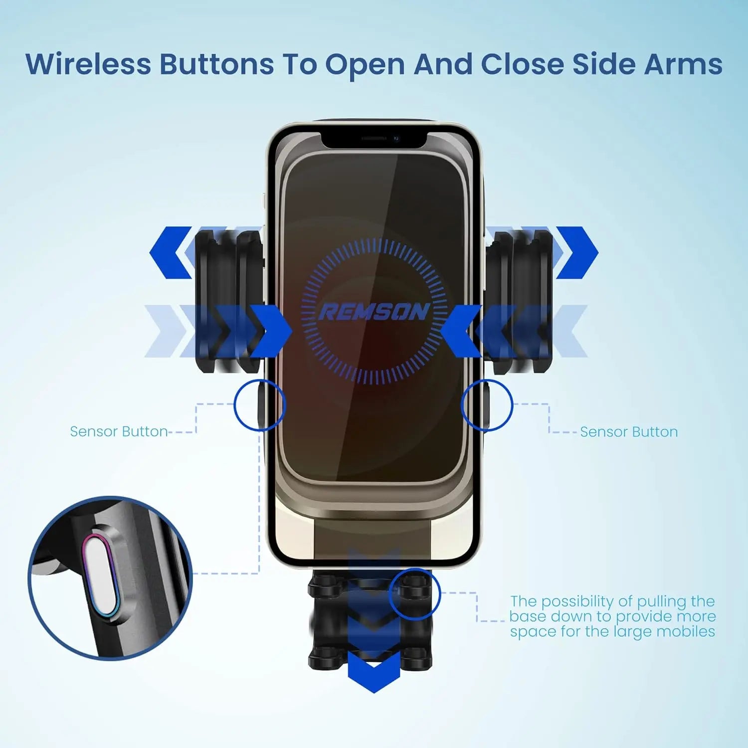 Remson Wireless Car Charger Mount, 15W Qi Auto Clamping Windshield/Dashboard/Air Vent  with Built in Cooling Fan