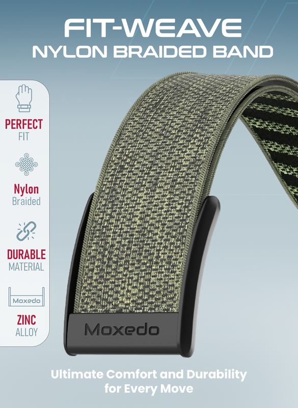 Moxedo Fit-Weave Nylon Braided Band - Cray Green