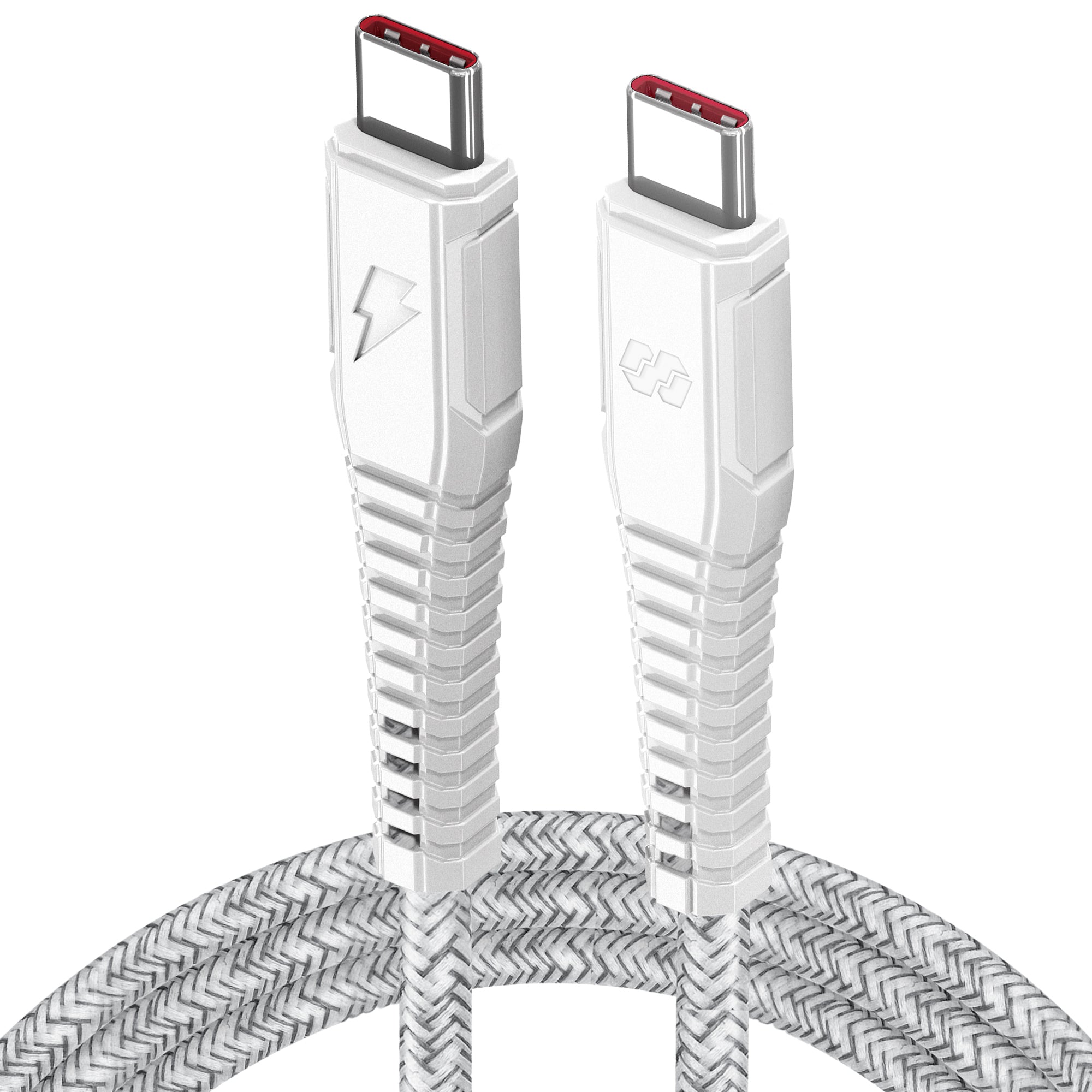 Moxedo Velox Nylon Braided Cable USB-C to USB-C Cable Fast Charge & Data Sync 3.0m - White