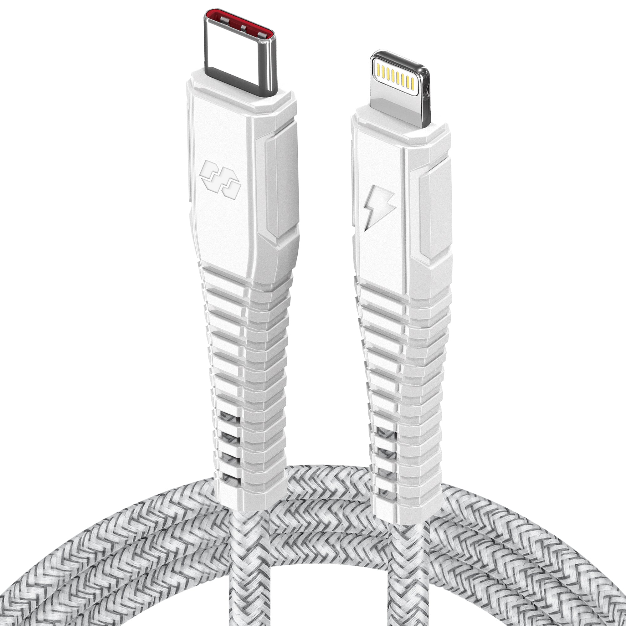 Moxedo Velox Nylon USB-C to Lightning Fast Charge & Data Sync Braided Cable 3.0m - White