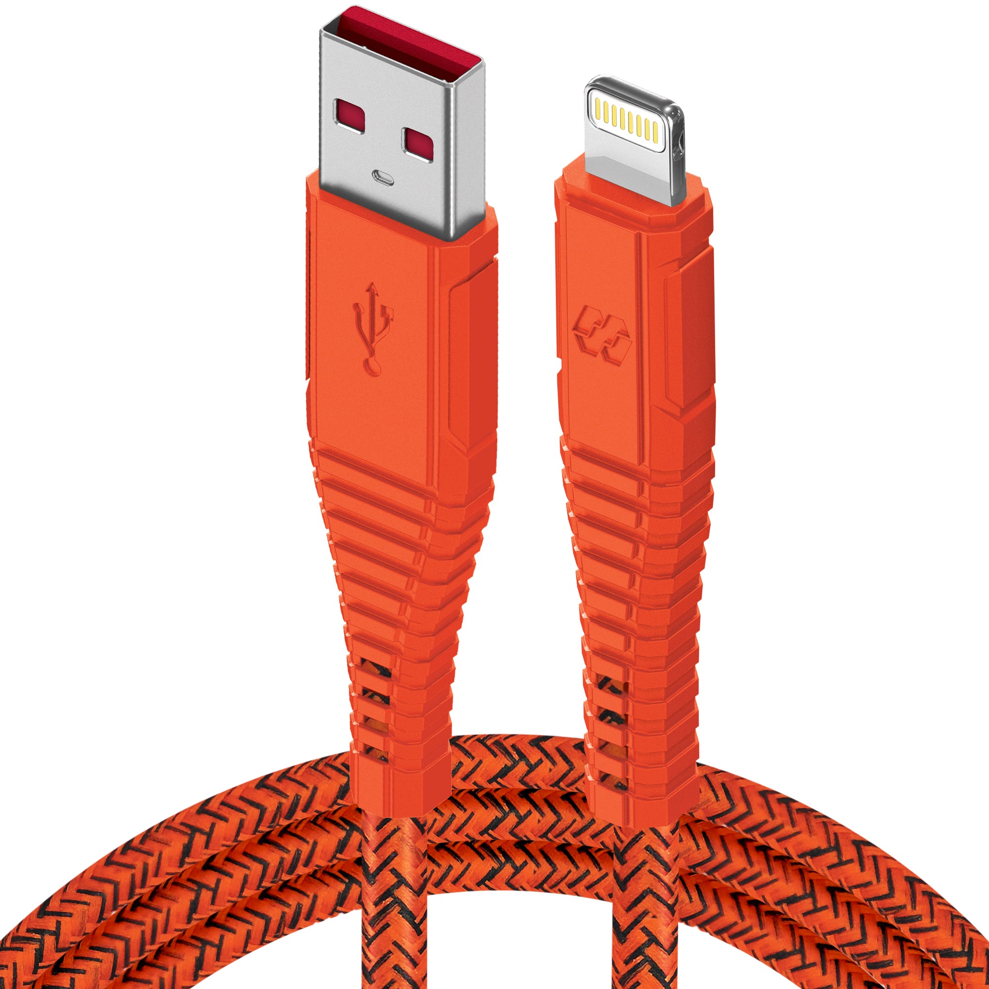 Moxedo Velox Nylon USB-A To Lightning Fast Charge & Data Sync Braided Cable 2m - Orange
