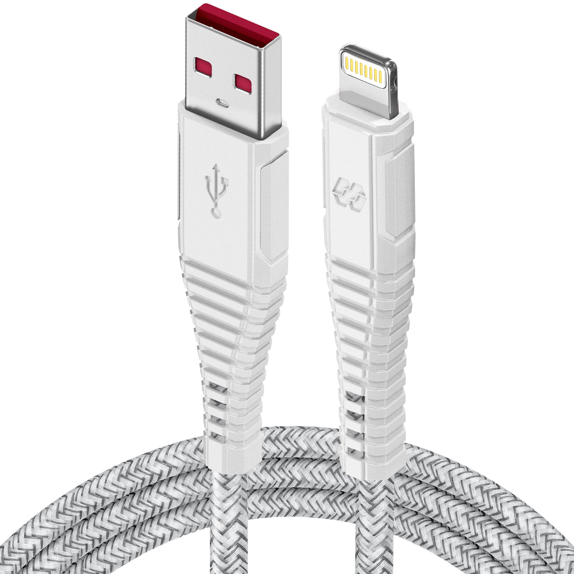 Moxedo Velox Nylon USB-A To Lightning Fast Charge & Data Sync Braided Cable 2m - White