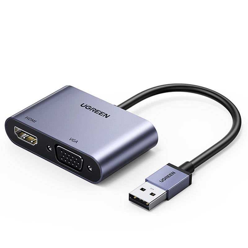 UGREEN USB converter adapter - HDMI 1.3 (1920 x 1080 @ 60Hz) + VGA 1.2 (1920 x 1080 @ 60Hz) gray (CM449)