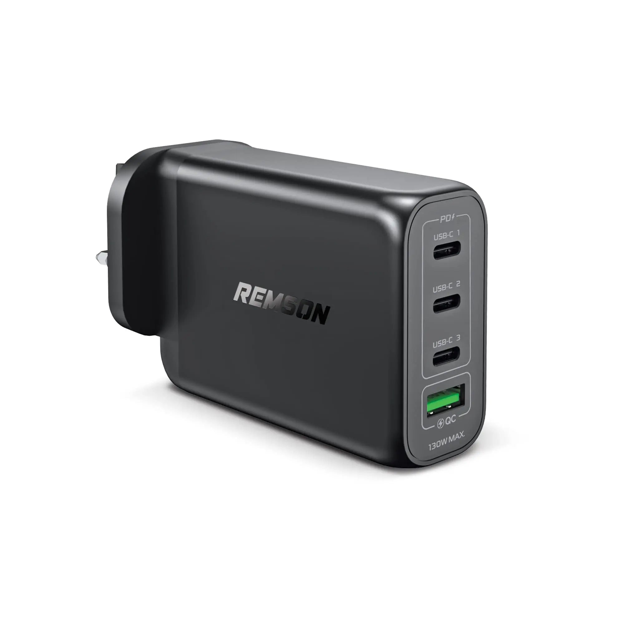 Remson 130W 4-Ports GaN Charger USB-C Power Adapter Wall Charger USB-A Port