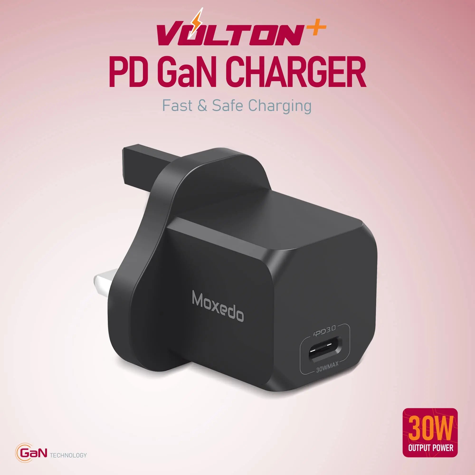 Moxedo 30W PD 3.0 GaN Charger PPS QC 3.0 USB-C - Black