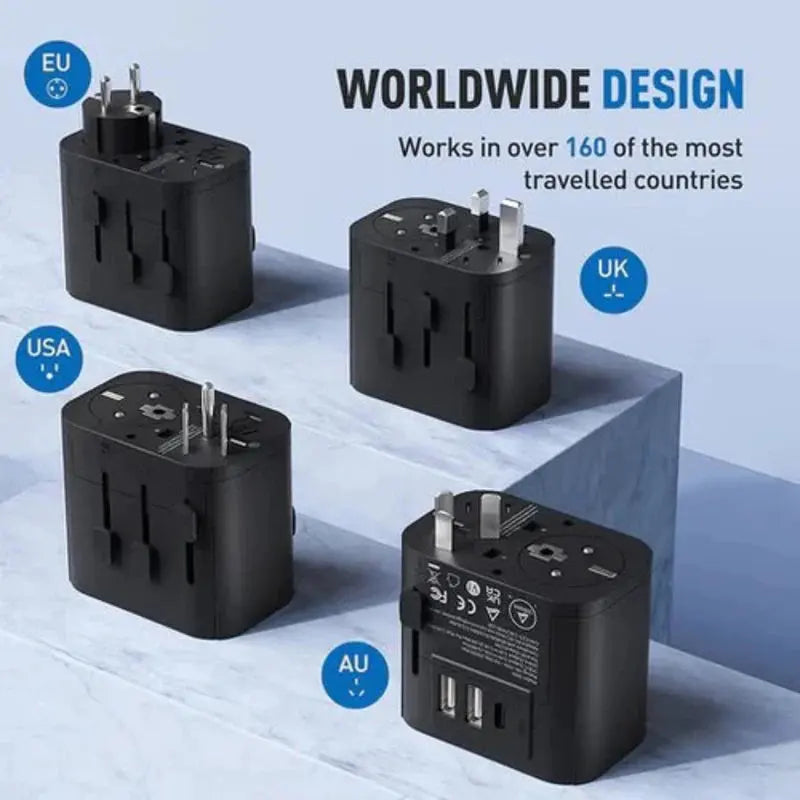 Anker 312 PowerExtend 4 in 1 (30W) Wall Charger with Travel Plug, 1-Ports USB-C, 2-Ports USB-A, Wall Plug, Outlet Extender - Black