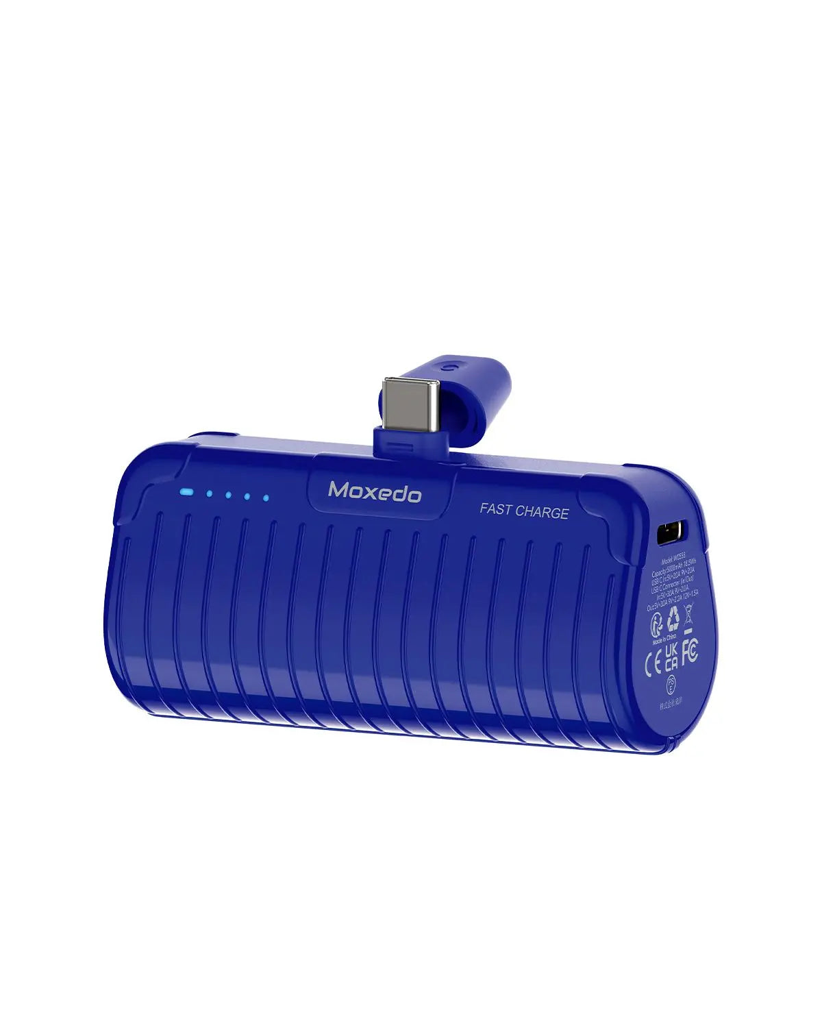 Moxedo Capsule 5000 mAh Mini Power Bank 20W Portable Charger Built-in USB-C Connector with Kickstand (Blue) Moxedo