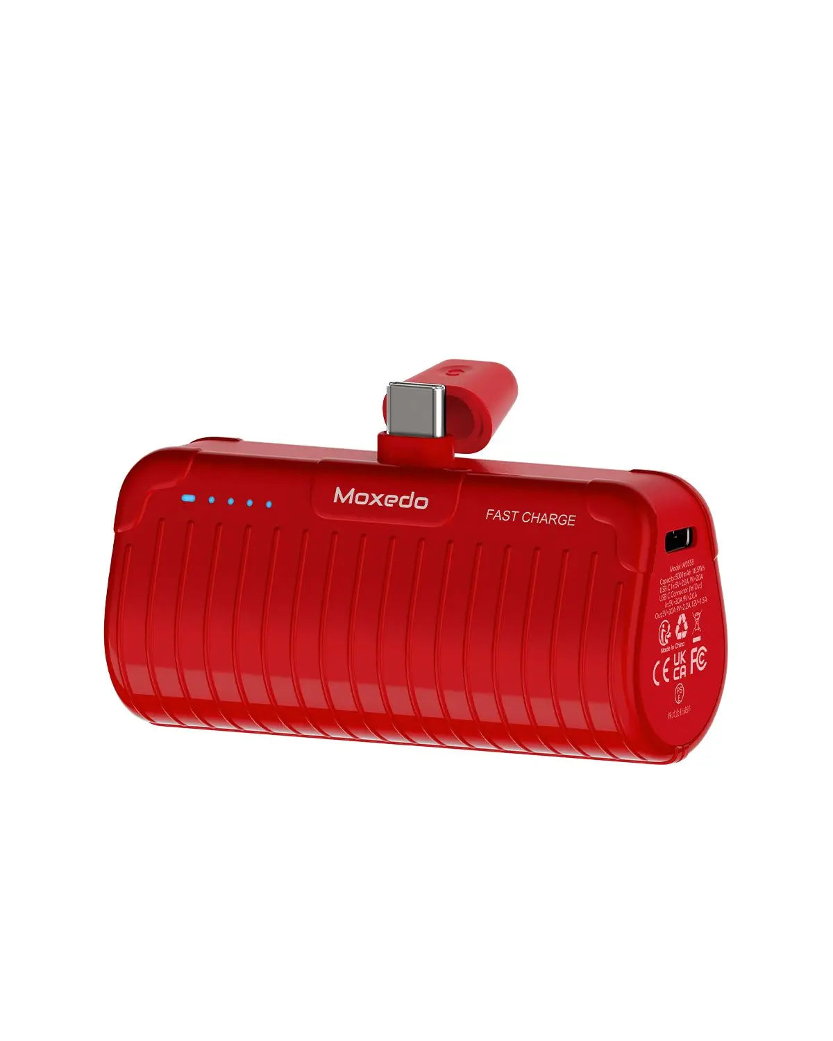 Moxedo Capsule 5000 mAh Mini Power Bank 20W Portable Charger Built-in USB-C Connector with Kickstand (Red) Moxedo