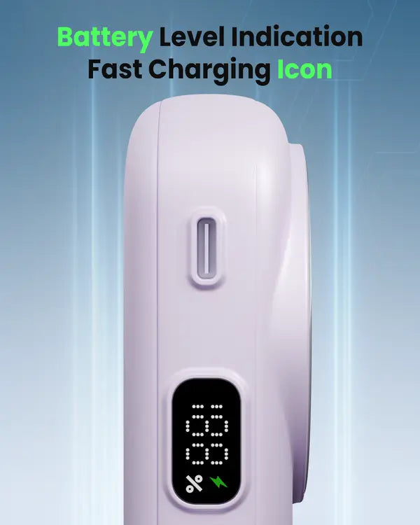 Moxedo Snap-On Wireless Charging Power Bank 8000mAh 15W PD Fast Charging Portable Charger with Built-in USB-C Cable - Purple Moxedo