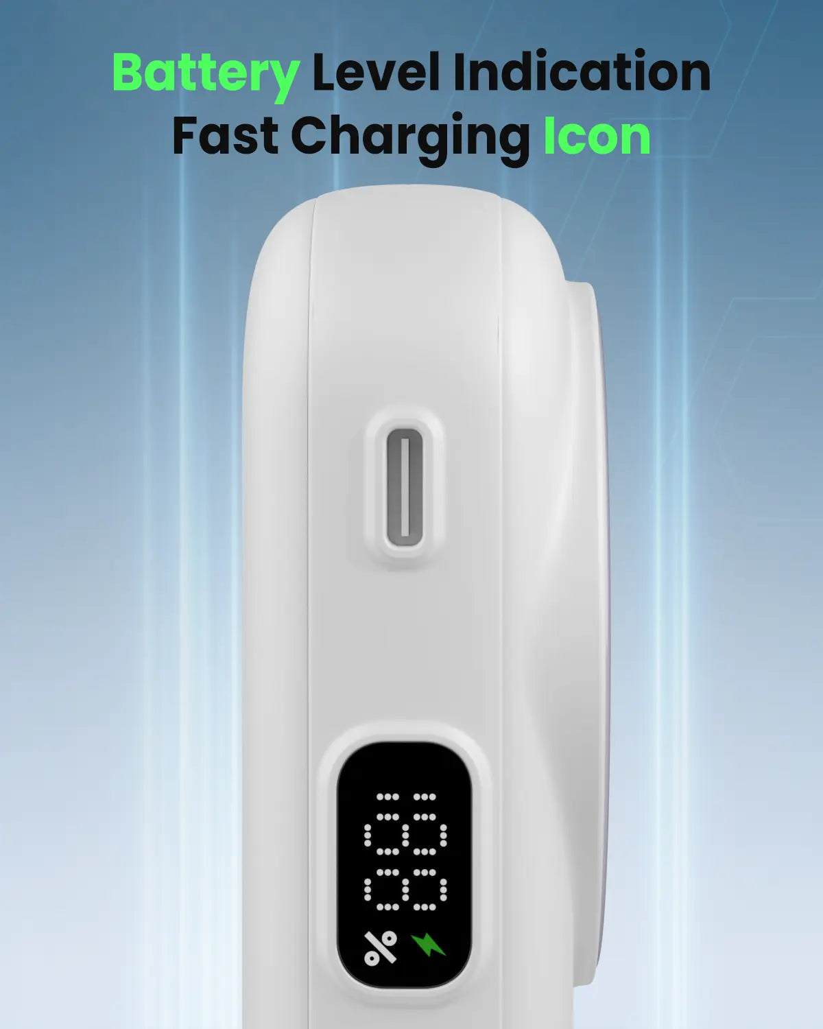 Moxedo Snap-On Wireless Charging Power Bank 8000mAh 15W PD Fast Charging Portable Charger with Built-in USB-C Cable - White Moxedo