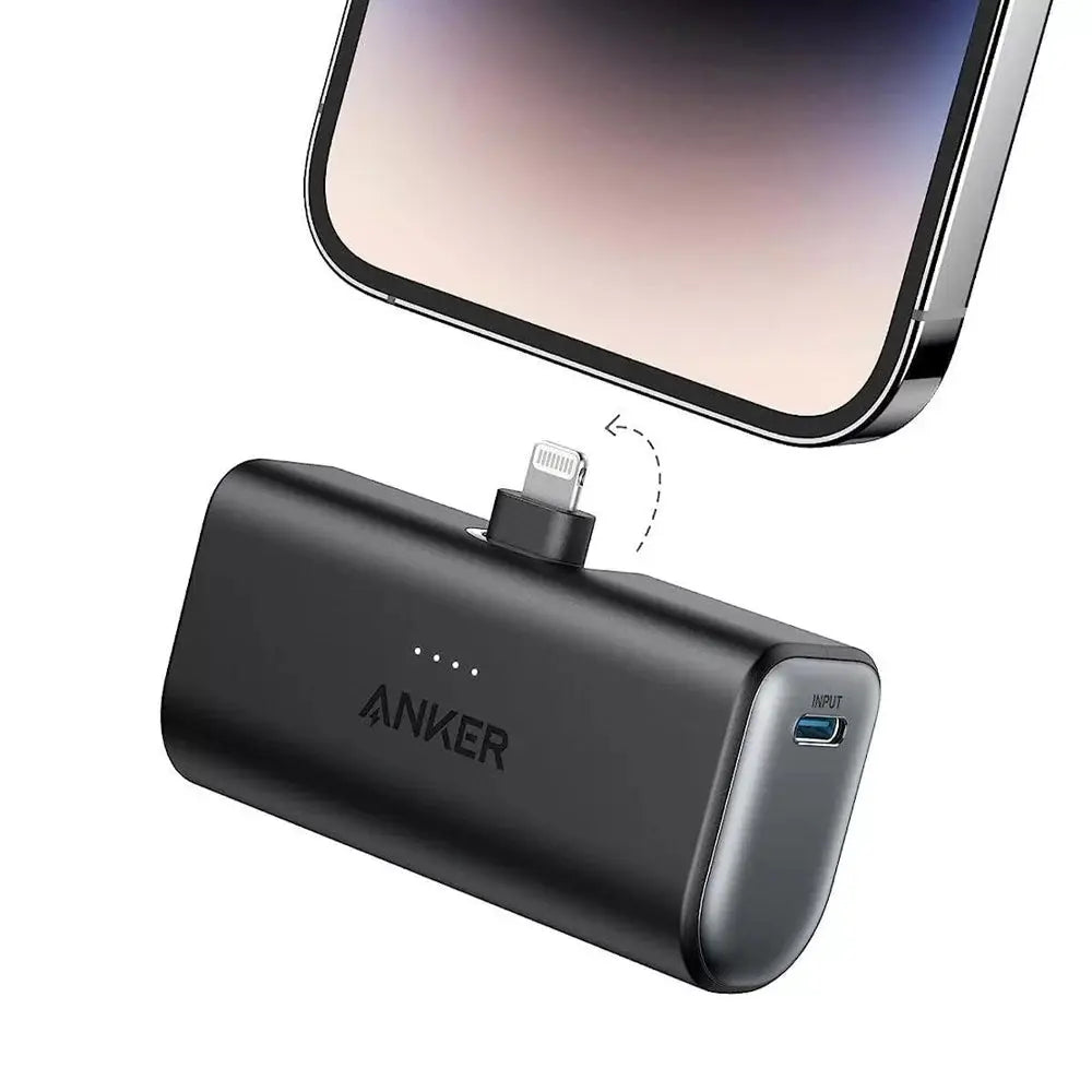 Anker Nano Power Bank (12W) Fast Charging , 5000mAh With Built-In Lightning Foldable Connector - Black