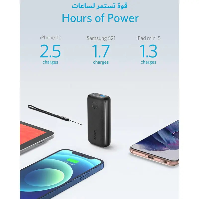 Anker Power Core Metro power bank 10000mAh / Fast charging (25W) Max. PD and IQ3.0 support / compact size – Black Fabric