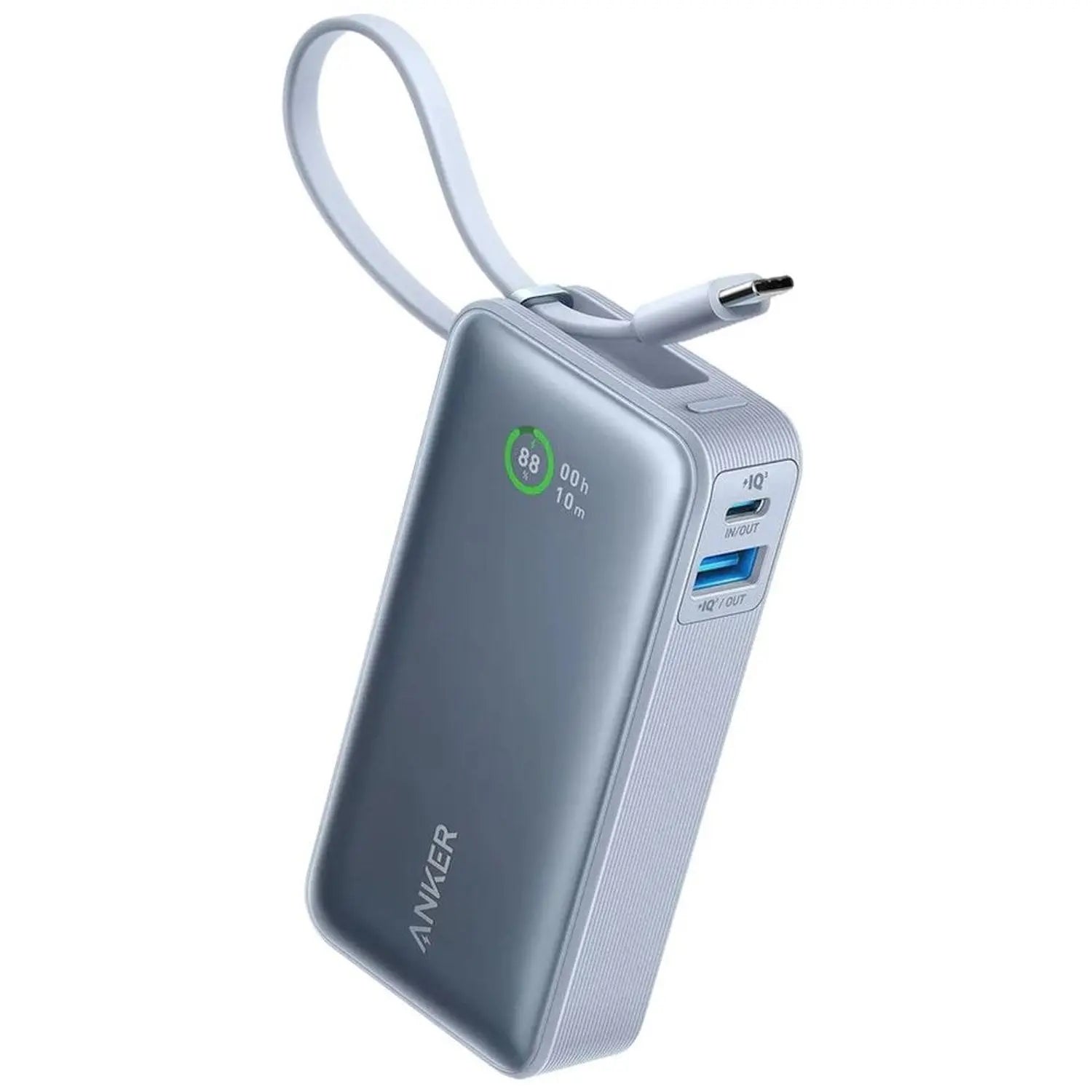 Anker Nano 10K (30W) Power Bank with Built-In USB-C Cable - Blue