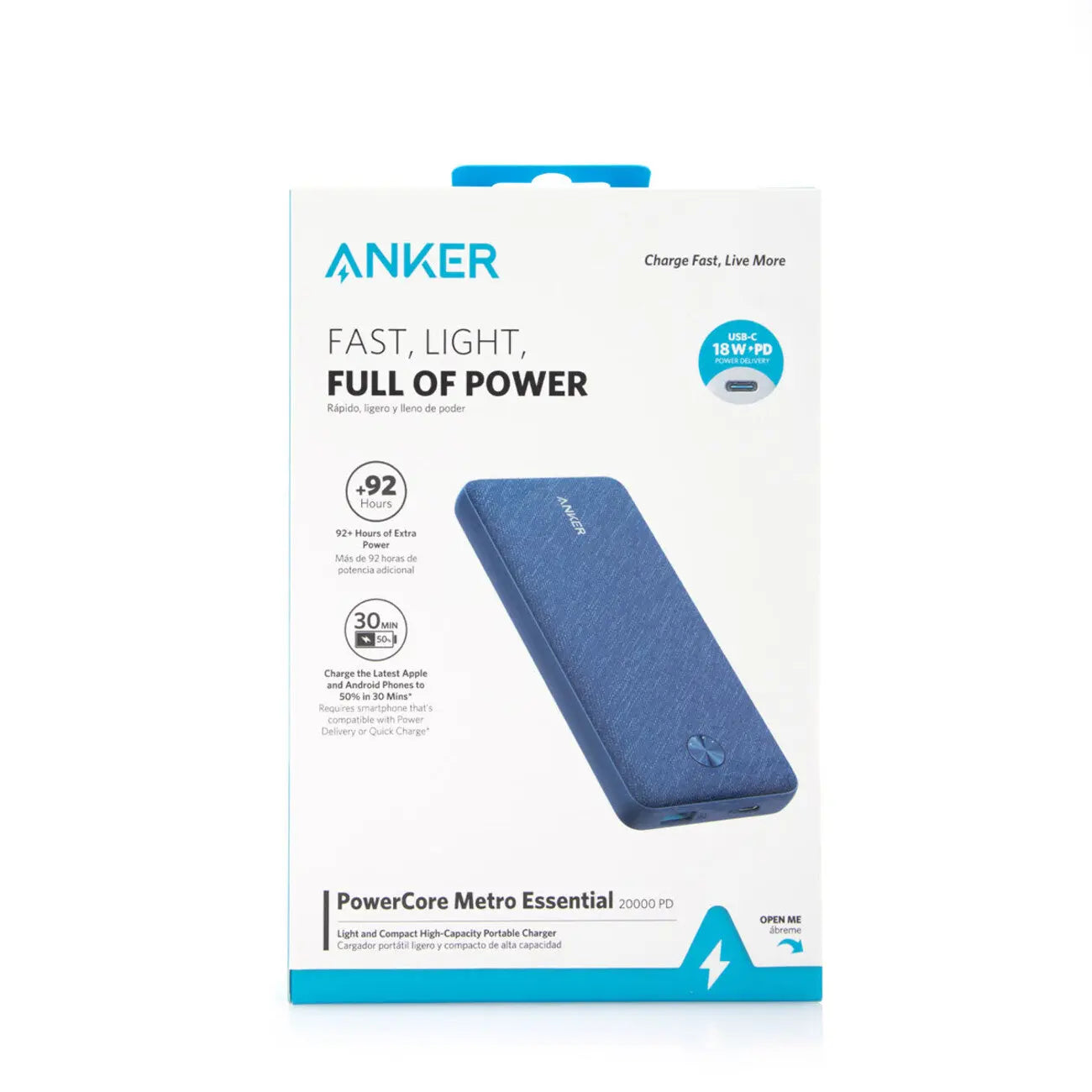 Anker PowerCore Metro Essential 20000mAh (20W) PD - Blue Fabric