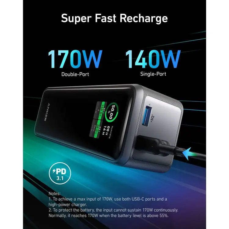 Anker Prime PowerCore Power Bank 27,650 mAh - Black