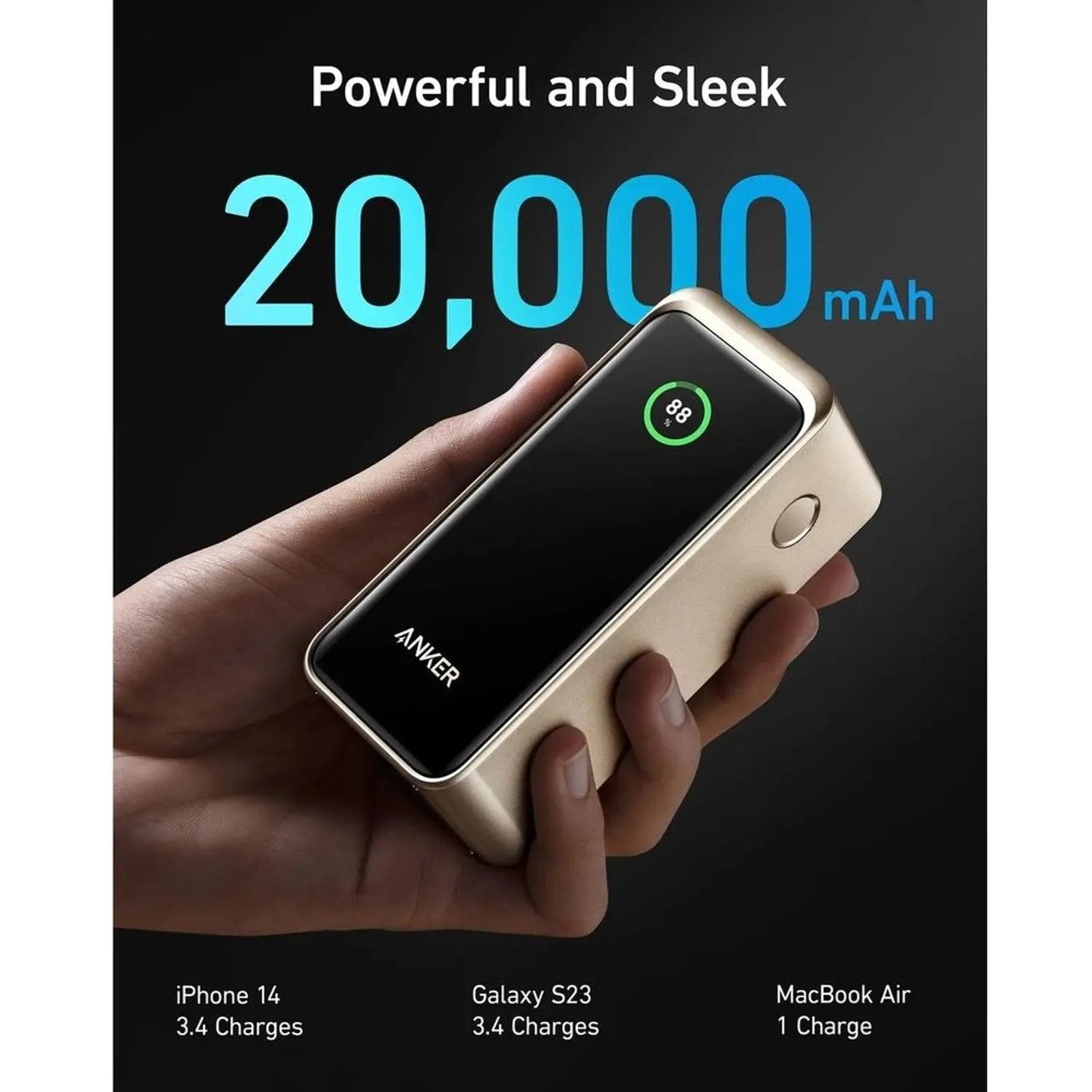 Anker Prime 20000 mAh Power Bank (200W) 2 USB-C Ports - Gold