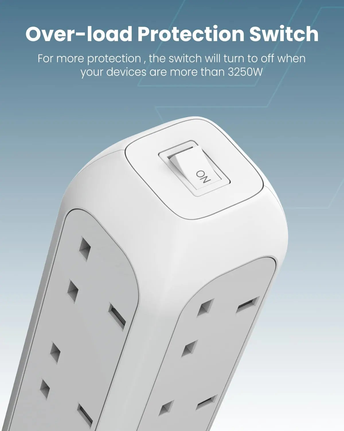 Moxedo Smart-Hub Tower Power Strip Surge Protector 15 in 1 Electric Outlet Power Extension, 11 AC Sockets + 2 USB-C + 2 USB-A Ports 20W PD 3.0 3250W with 2 Meters Cable Length - White