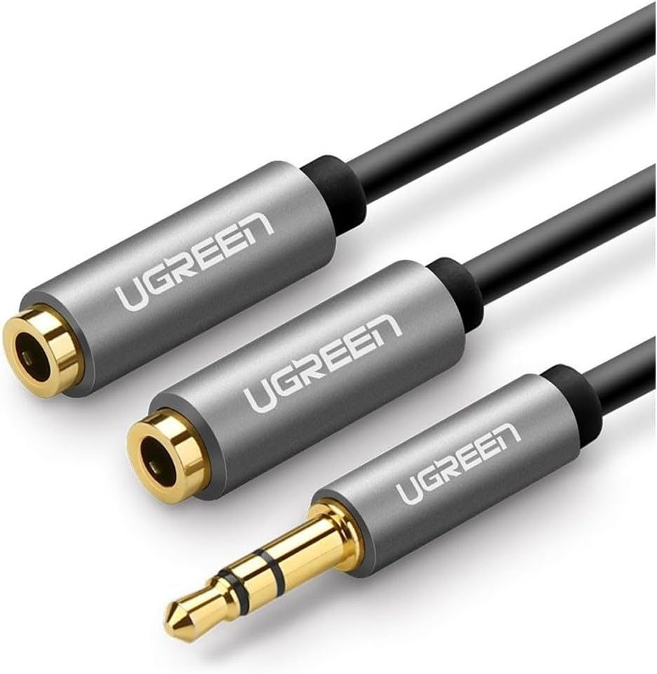UGREEN AV123-10532B 3.5mm Aux Stereo Audio Splitter Cable with Braid 20cm - Black