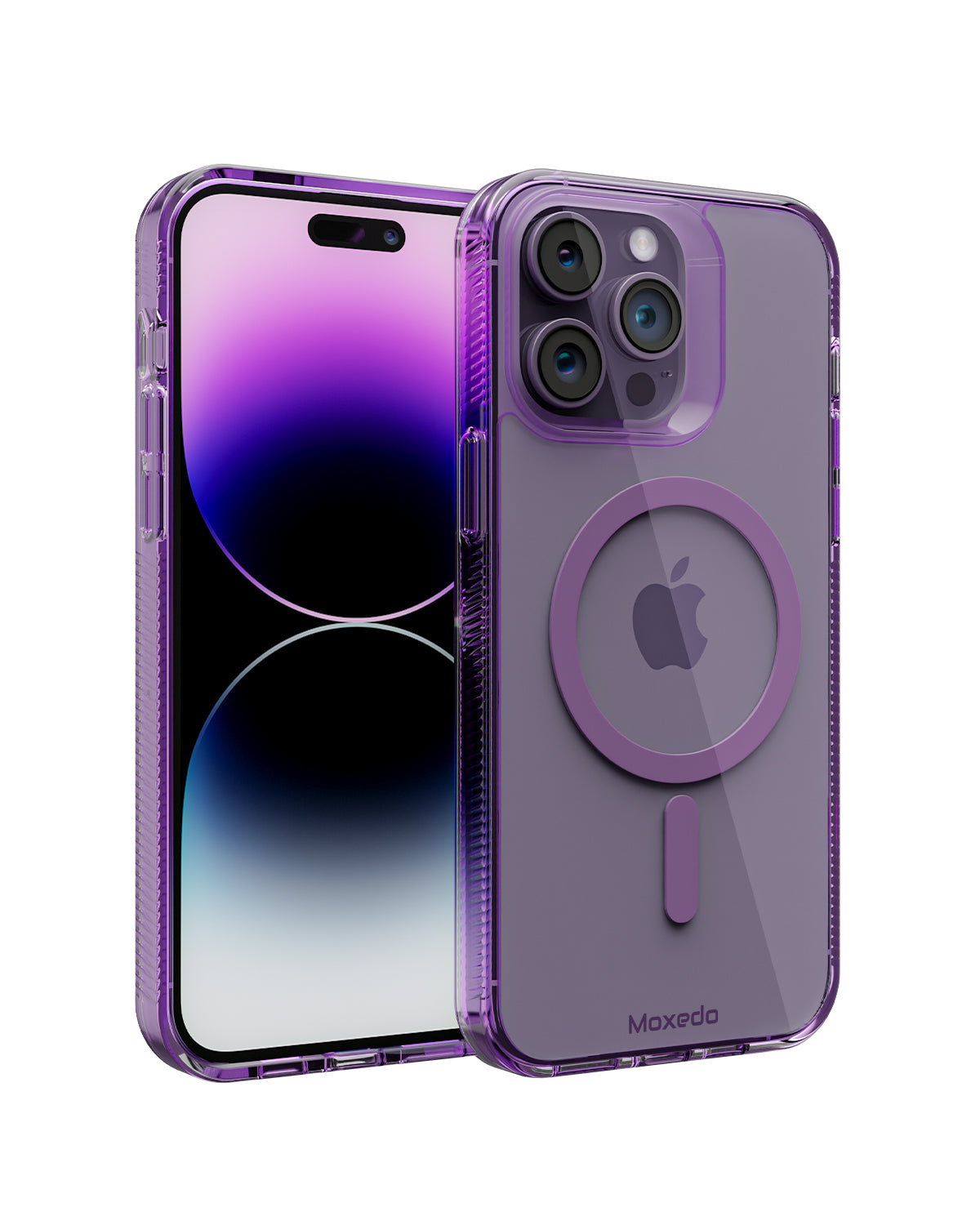 Moxedo Magnetic Protective Case 360 Protection Clear Case Hard PC with Built-in Strong Magnets for iPhone 14 Pro 6.1 inch (Purple)