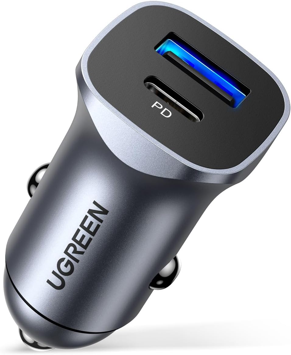 UGREEN PD 24W Car Charger Fast Charging Dual USB Car Plug Adapter Car Charger Type C