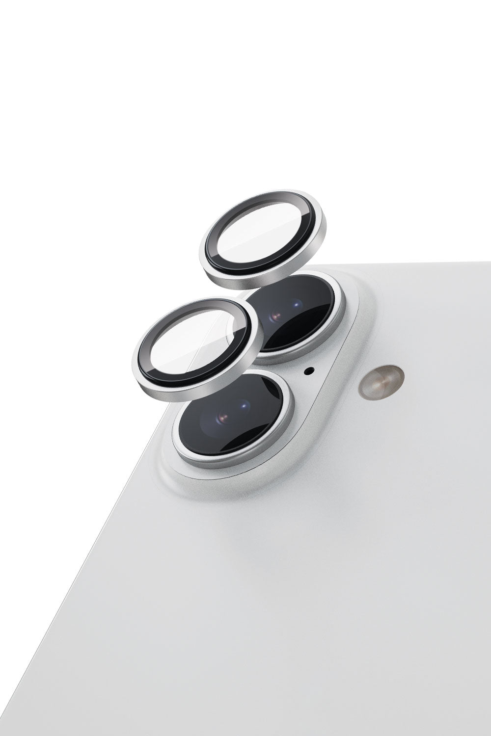 Moxedo Camera Lens Protector for iPhone 17 6.3” 2025 9H Tempered Glass Aluminum Alloy Individual Ring Camera Lens Cover Protector with Easy Installation Tool – Silver