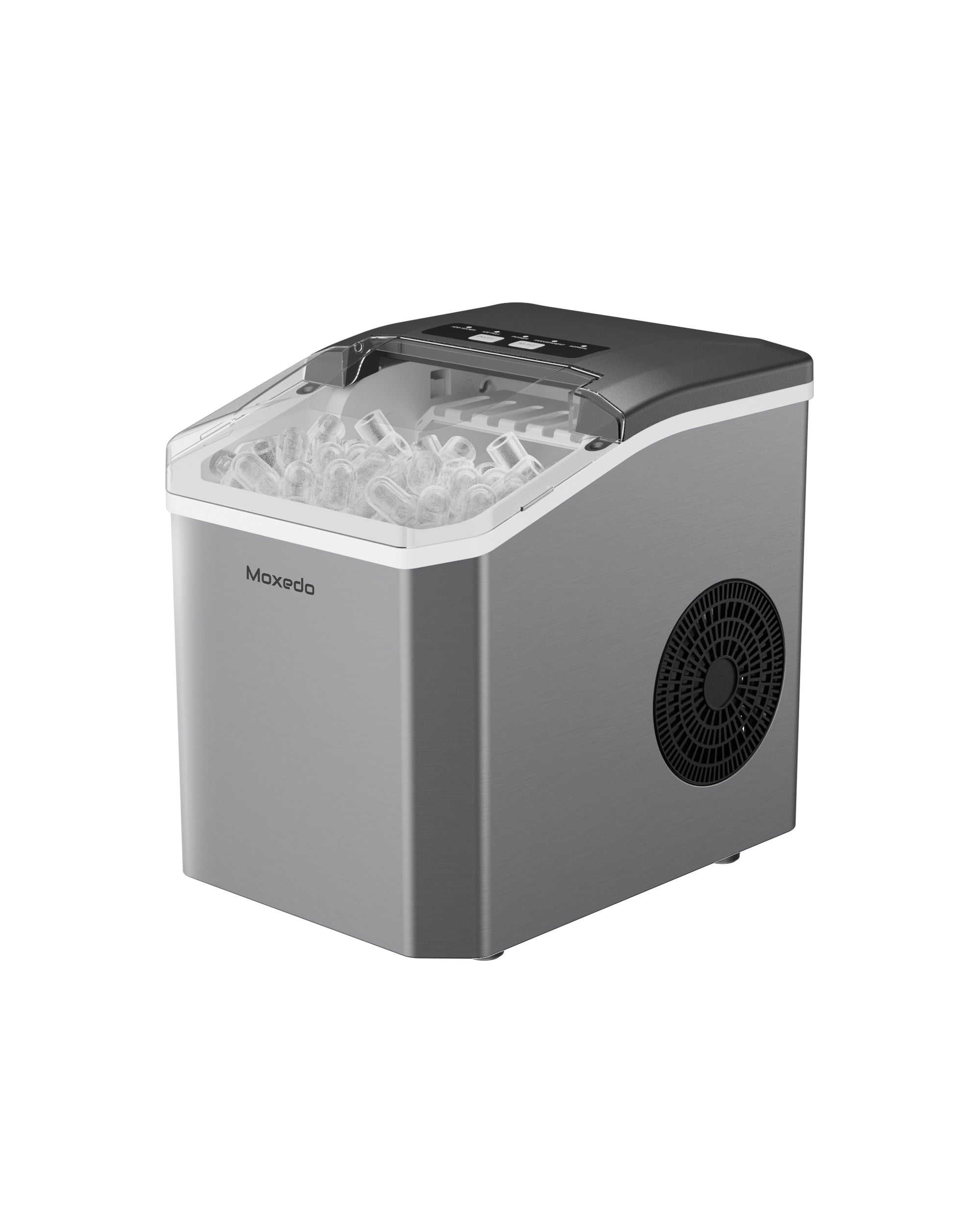 Moxedo Electric Countertop Automatic Ice Maker Machine, Portable Self-Cleaning with Hand Scoop and Basket, 9 Bullet Ice Cubes in 6 Mins, 12KG/24H, 2 Sizes of Ice, Ideal for Home, Kitchen, Office, Party, Bar