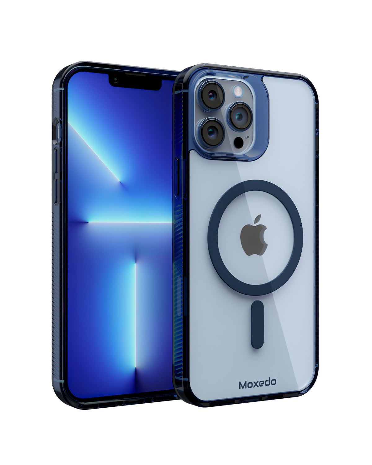 Moxedo Magnetic Protective Case 360 Protection Clear Case Hard PC with Built-in Strong Magnets iPhone 13 Pro Max 6.7 inch - Blue