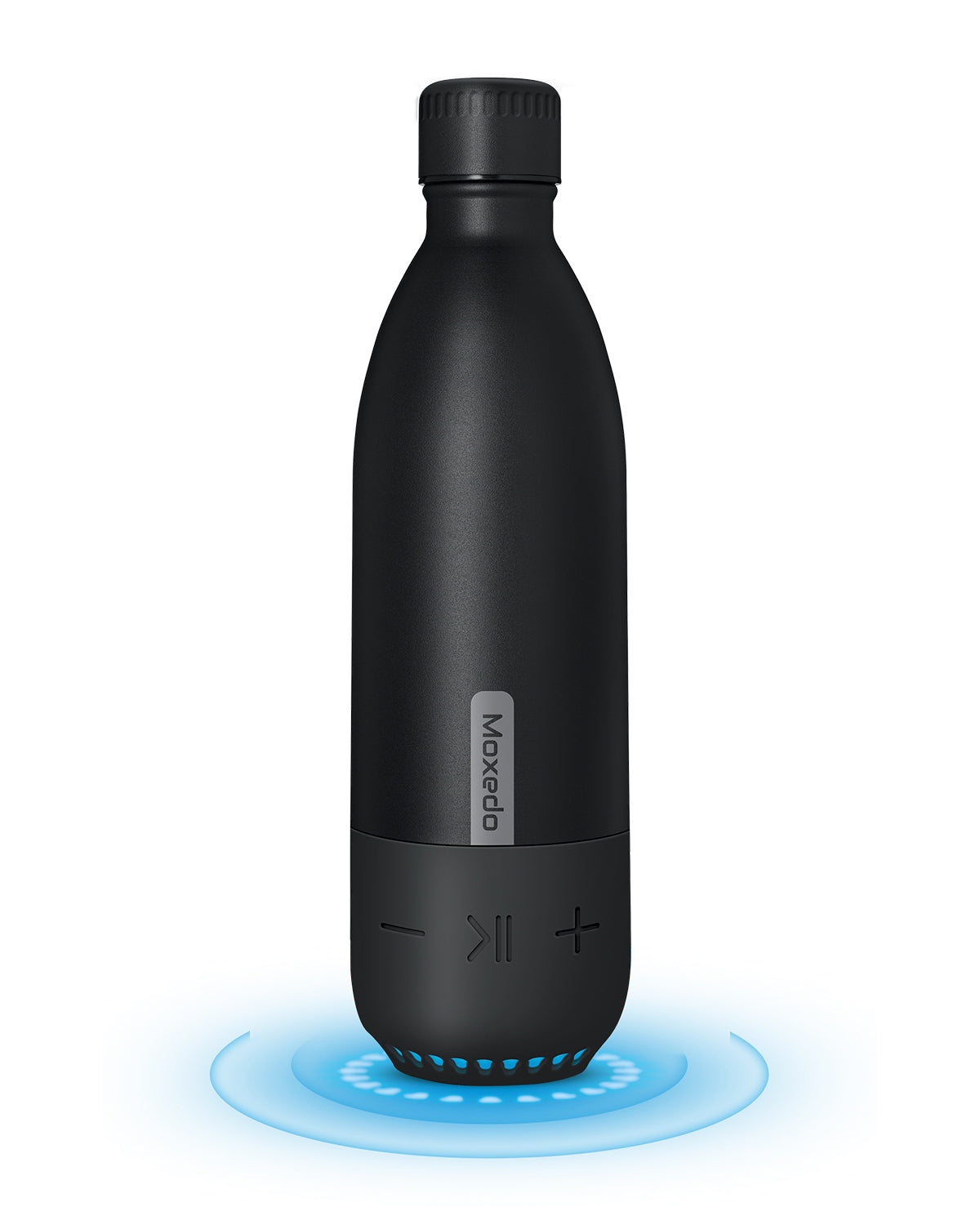 Moxedo Vacuum Flask with Built-in Wireless Speaker and LED Light Double Wall Vacuum Insulated Hot and Cold (Black)